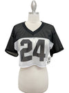 Black mesh Varsity 24 cropped jersey for women