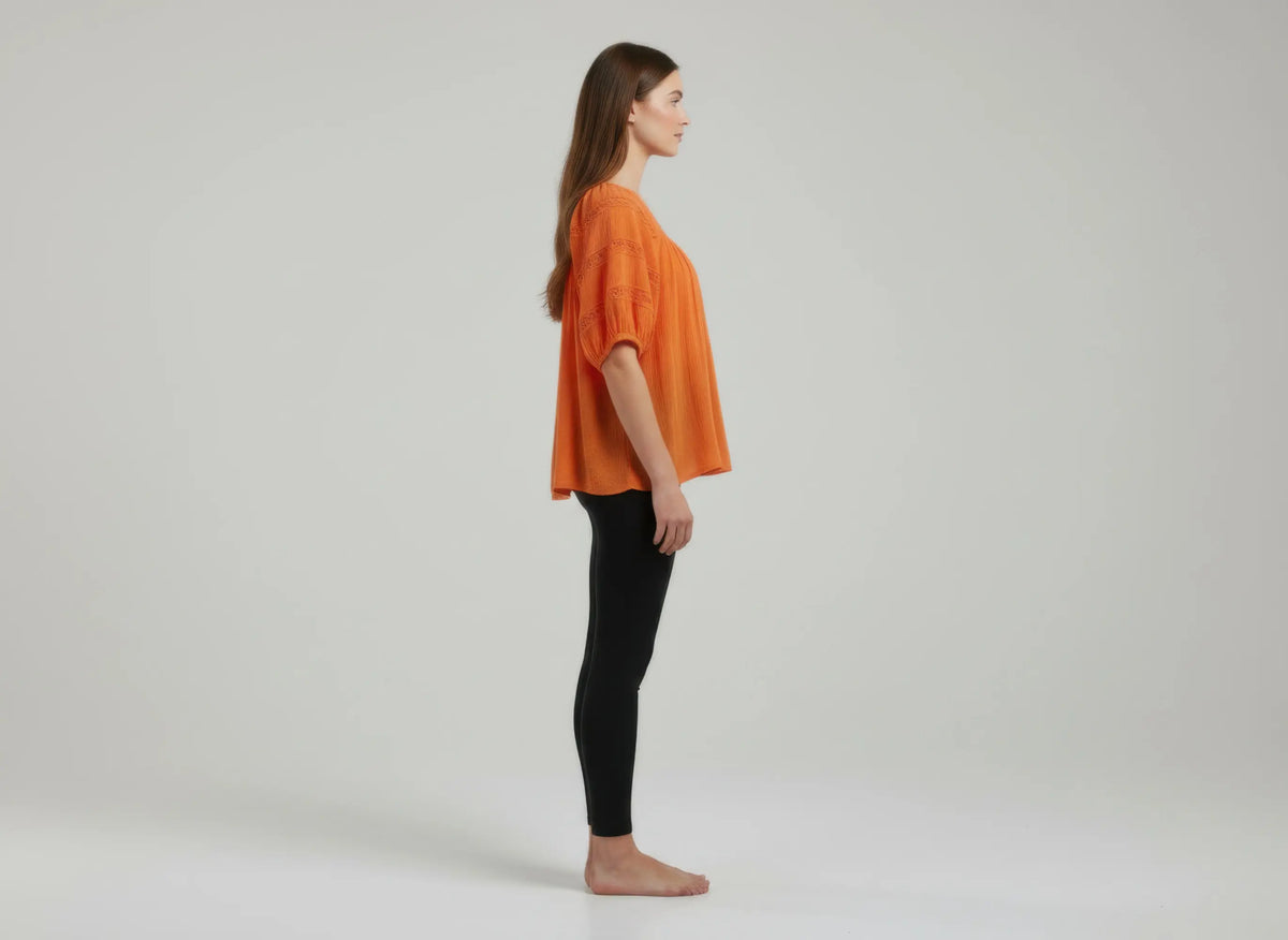 Crochet-Detail Short-Sleeve Blouse — photo 2