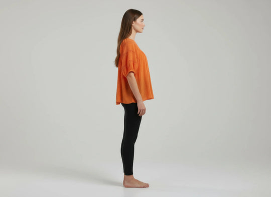Another view: Crochet-Detail Short-Sleeve Blouse