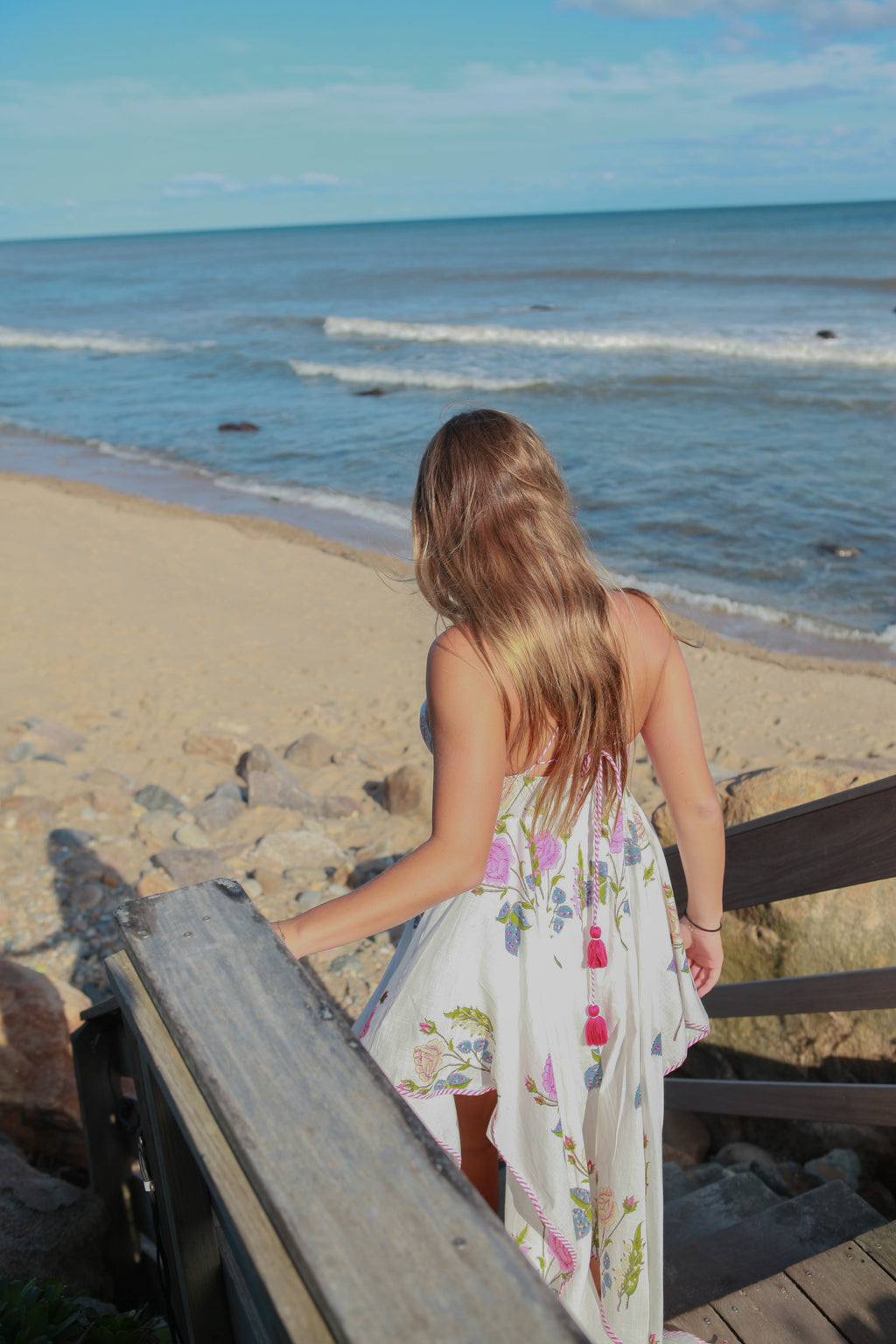 Cross Back Dress in Multi Rosette