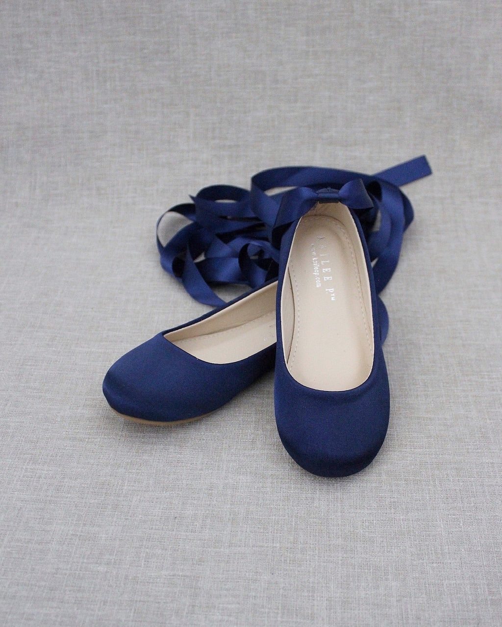 Satin Ballet Flats with Ankle Tie or Ballerina Lace Up