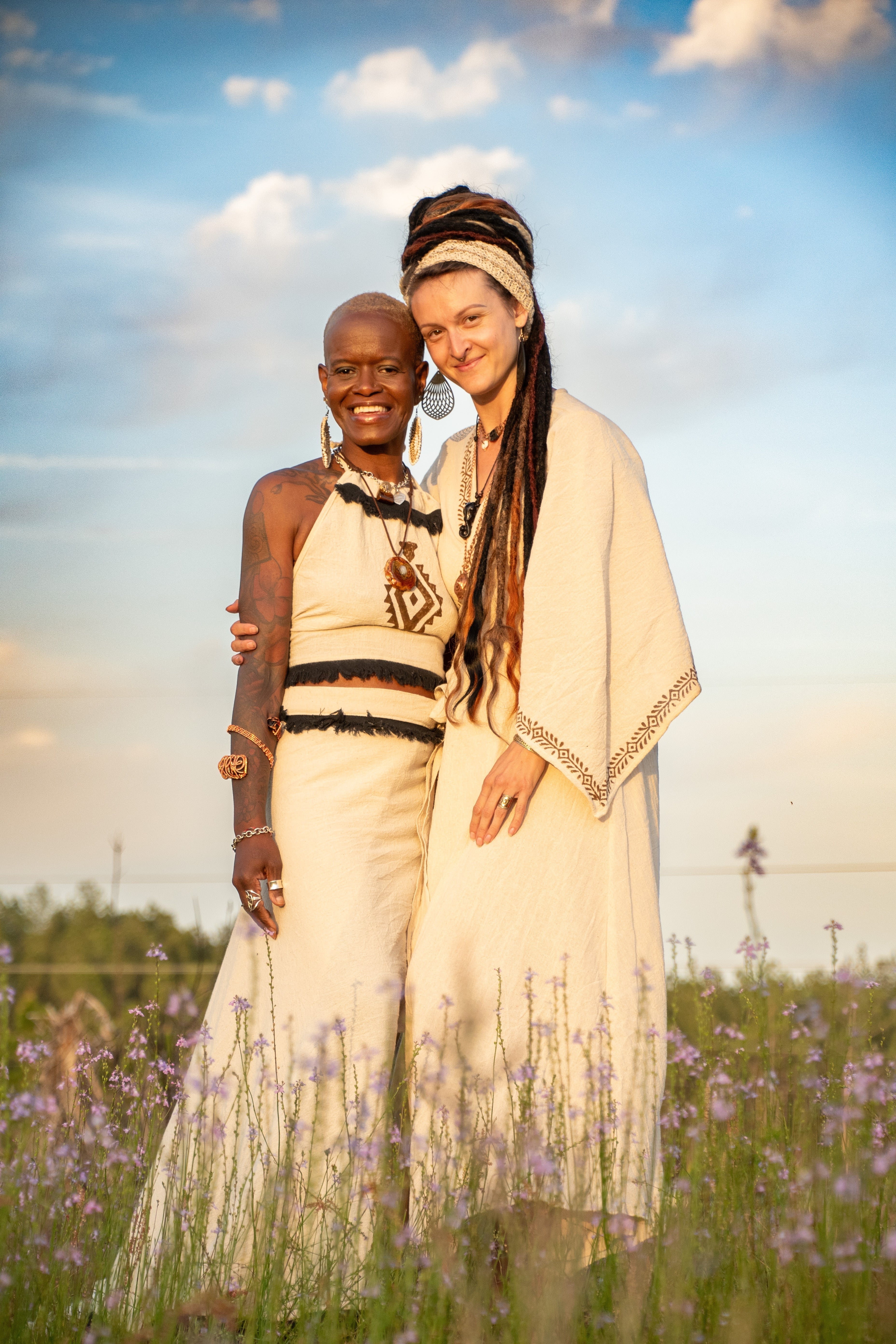 The Dancer - Wrap Skirt - Cream with Black Fringe - One Size Fits Most Adjustable
