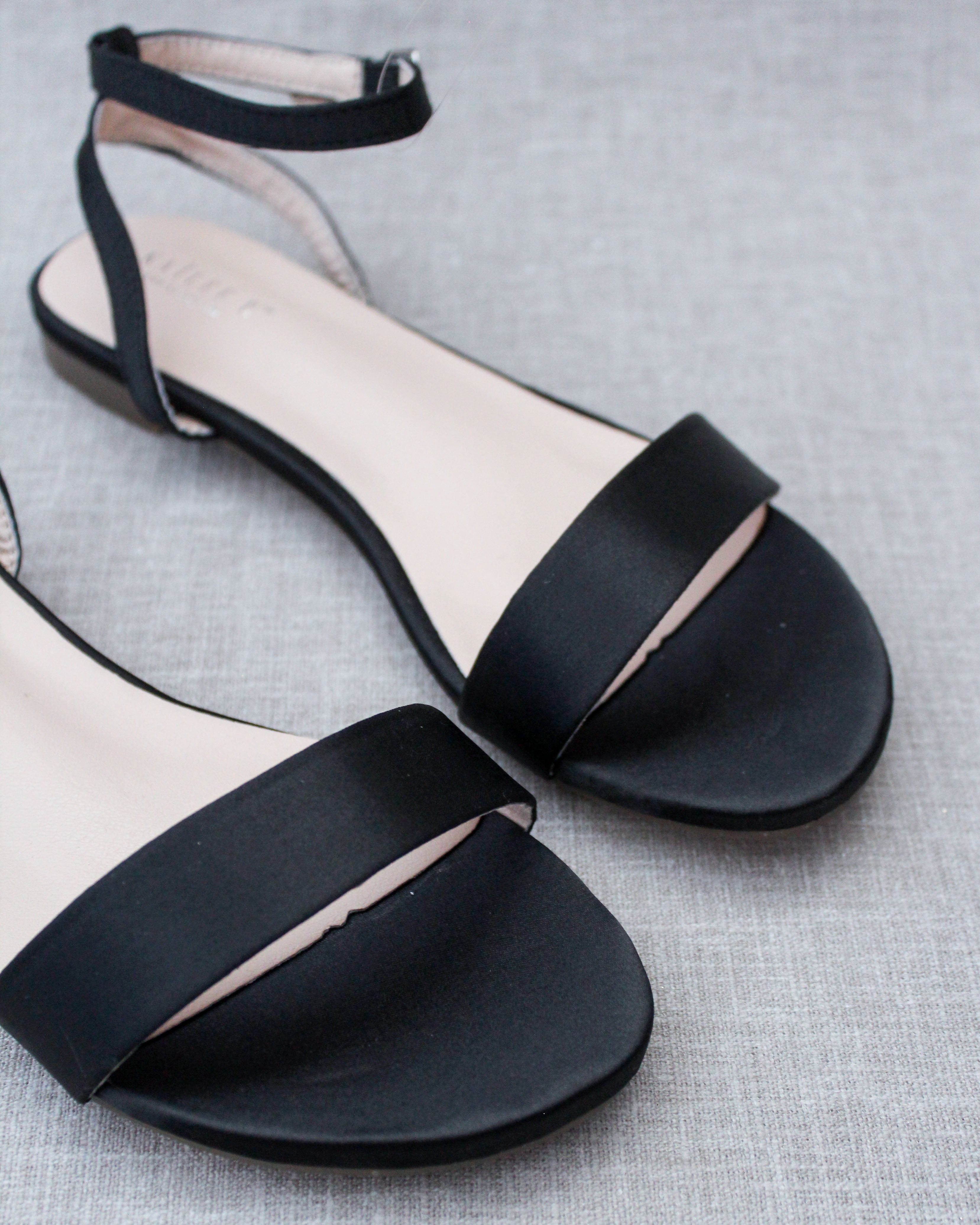 Girls Satin Flat Sandal with Ankle Strap