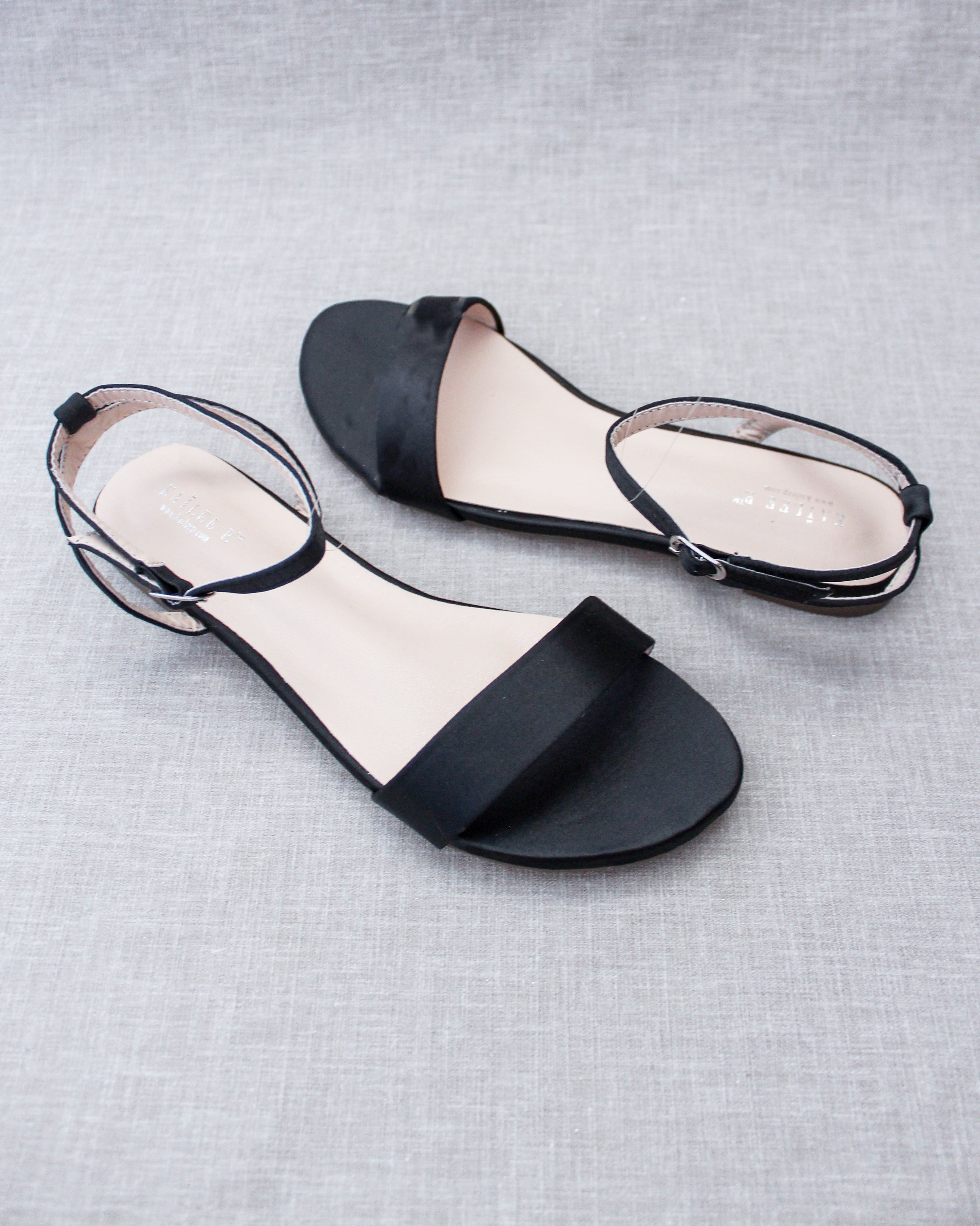 Girls Satin Flat Sandal with Ankle Strap