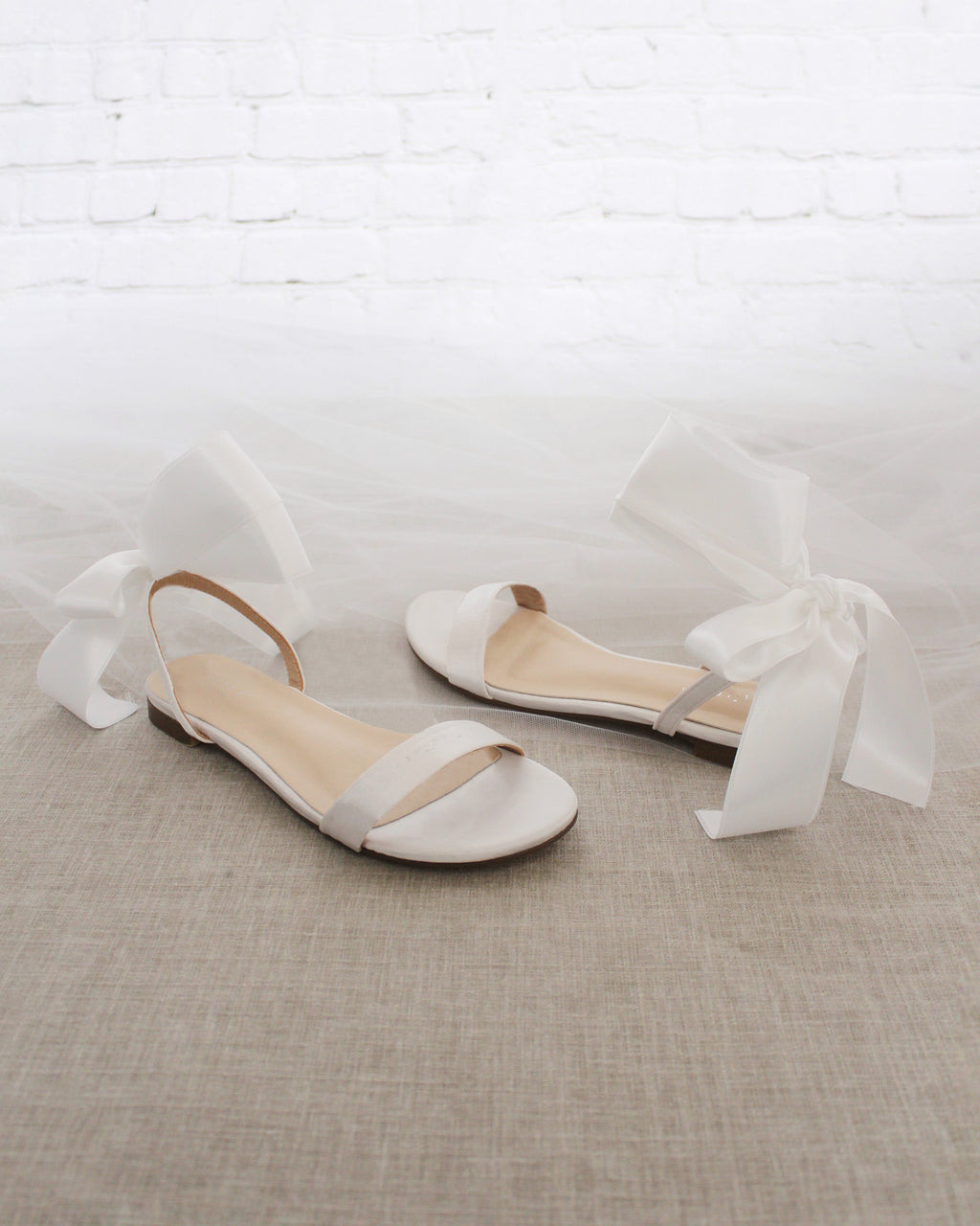 Girls Satin Flat Sandal with Wrapped Satin Tie