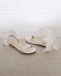 Girls Satin Flat Sandal with Wrapped Satin Tie