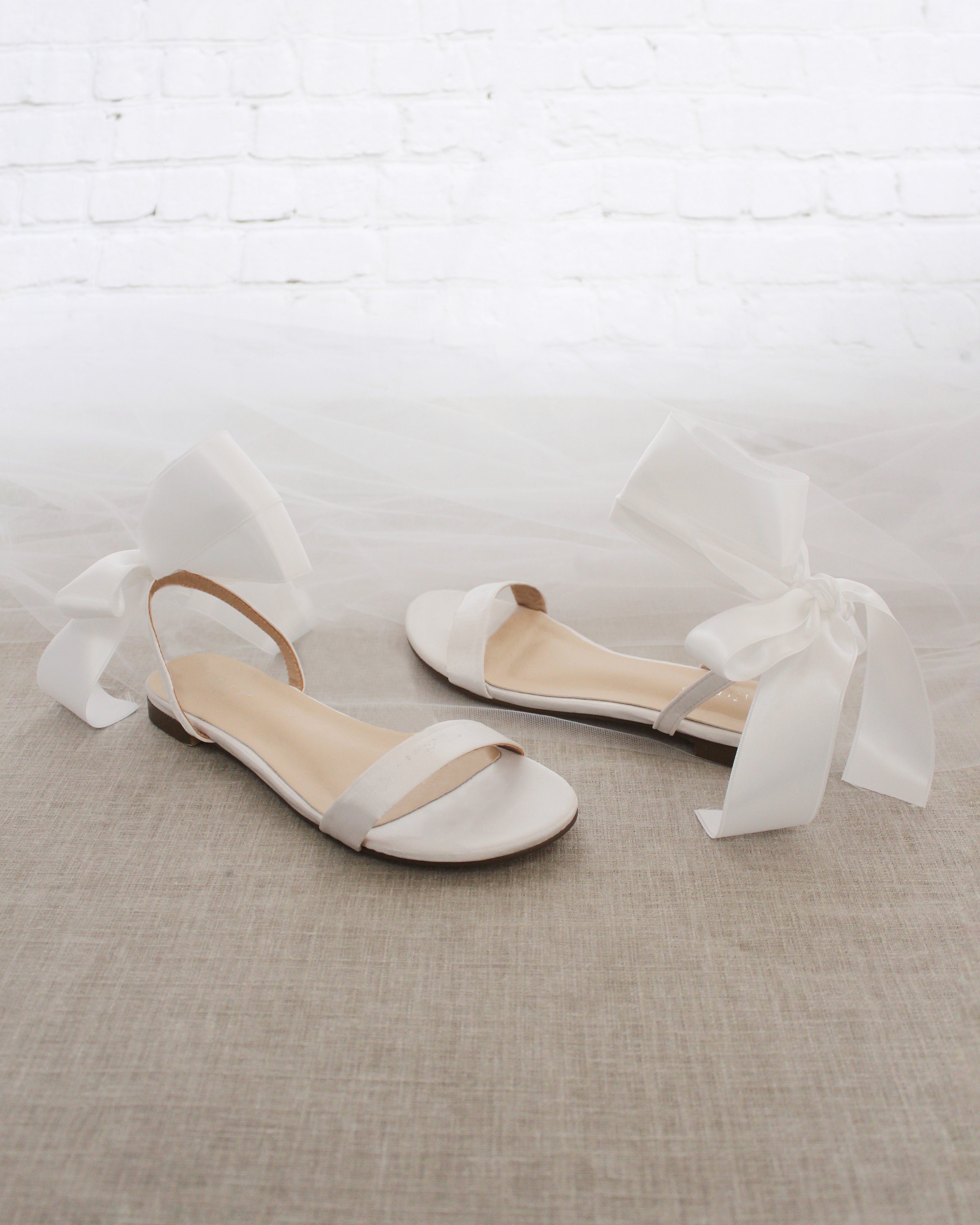 Girls Satin Flat Sandal with Wrapped Satin Tie