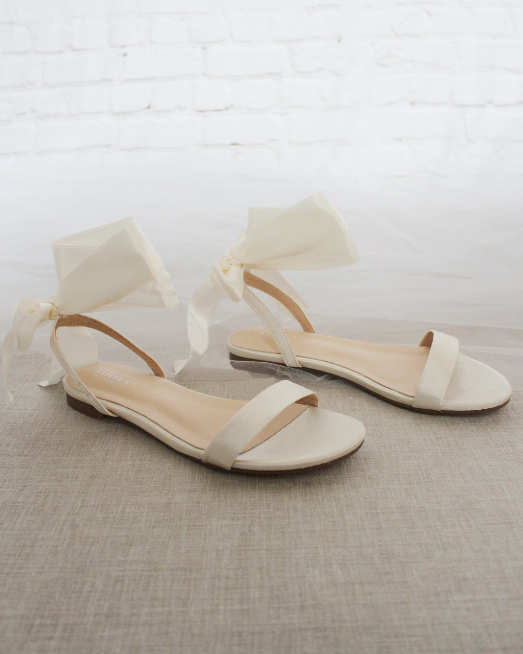 Girls Satin Flat Sandal with Wrapped Satin Tie
