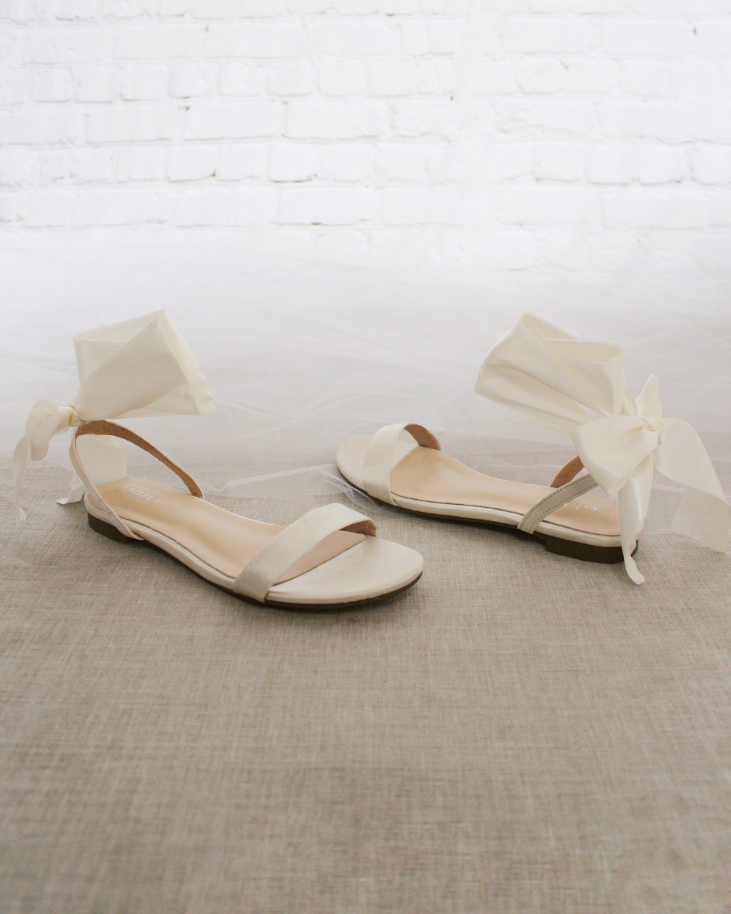Girls Satin Flat Sandal with Wrapped Satin Tie