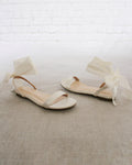 Girls Satin Flat Sandal with Wrapped Satin Tie