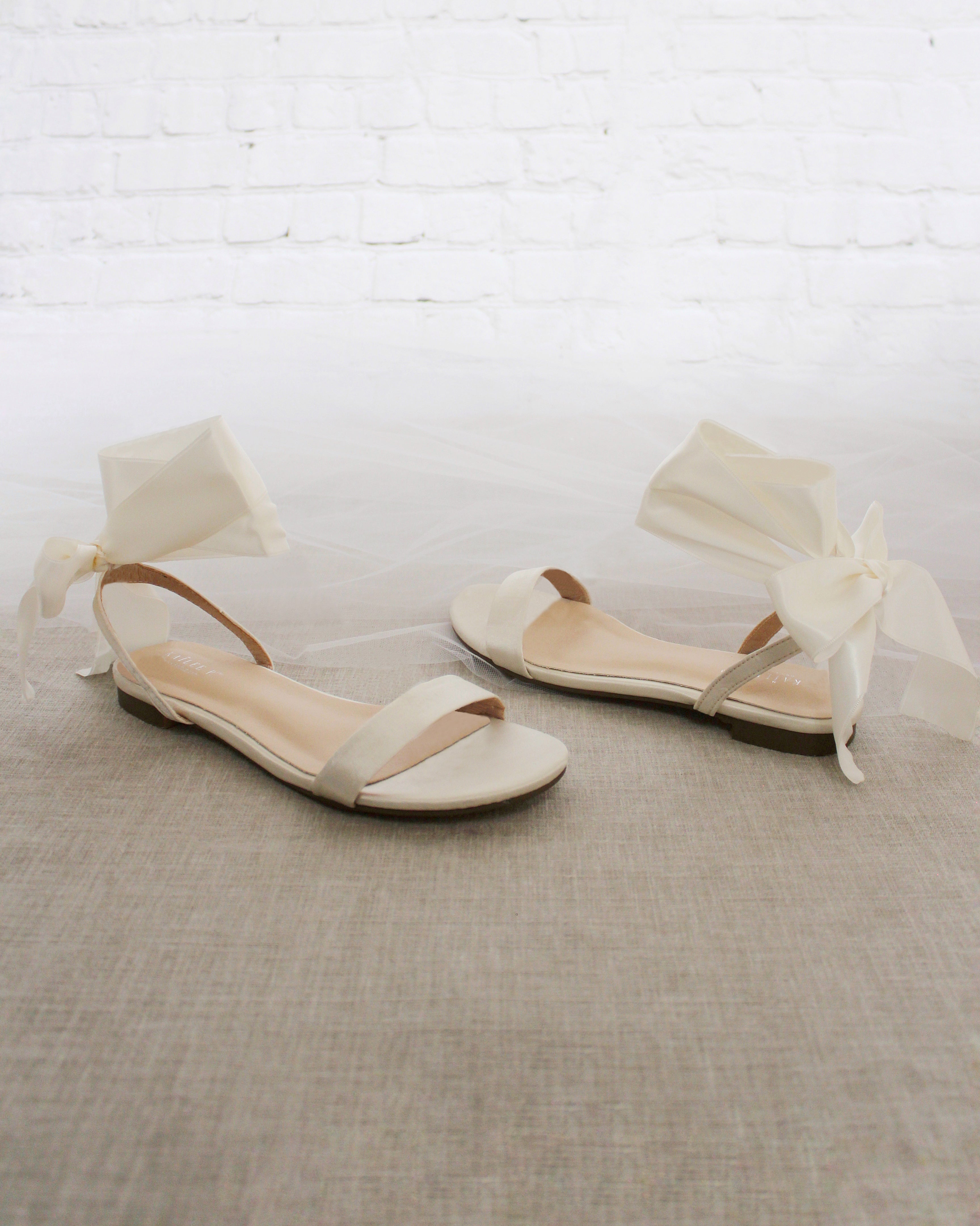Girls Satin Flat Sandal with Wrapped Satin Tie