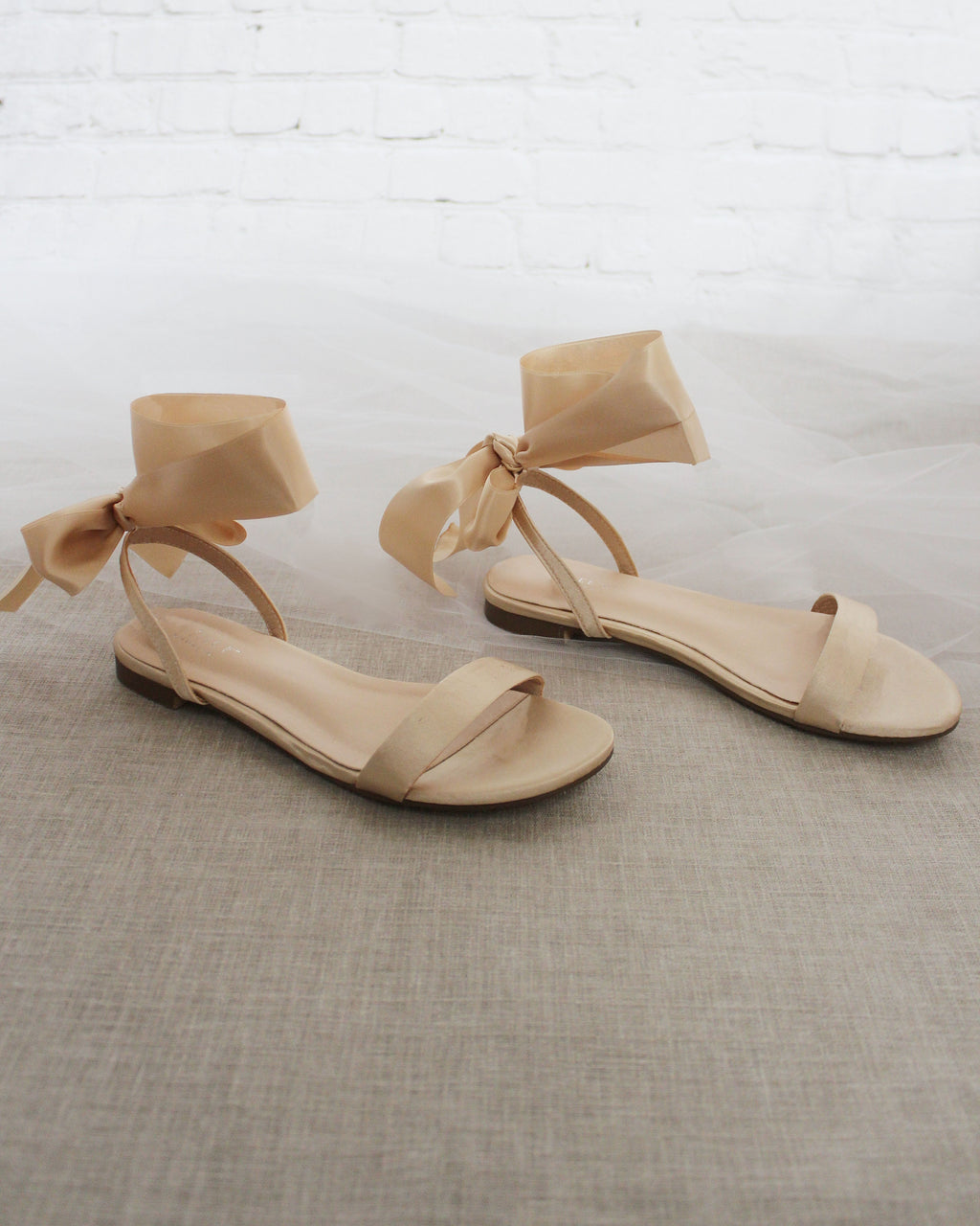 Girls Satin Flat Sandal with Wrapped Satin Tie