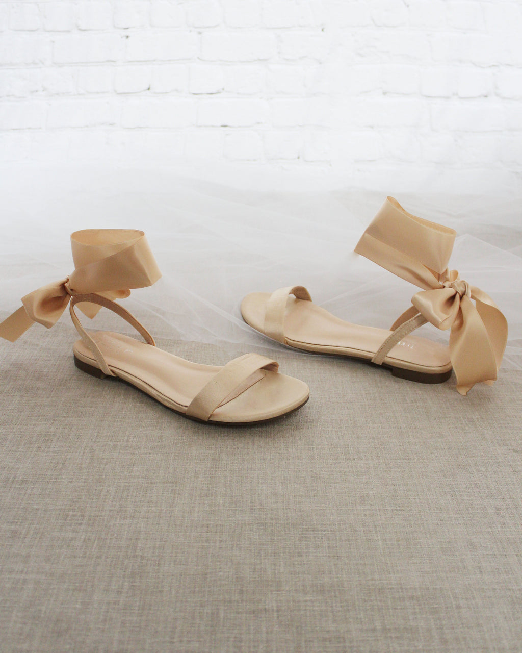 Girls Satin Flat Sandal with Wrapped Satin Tie