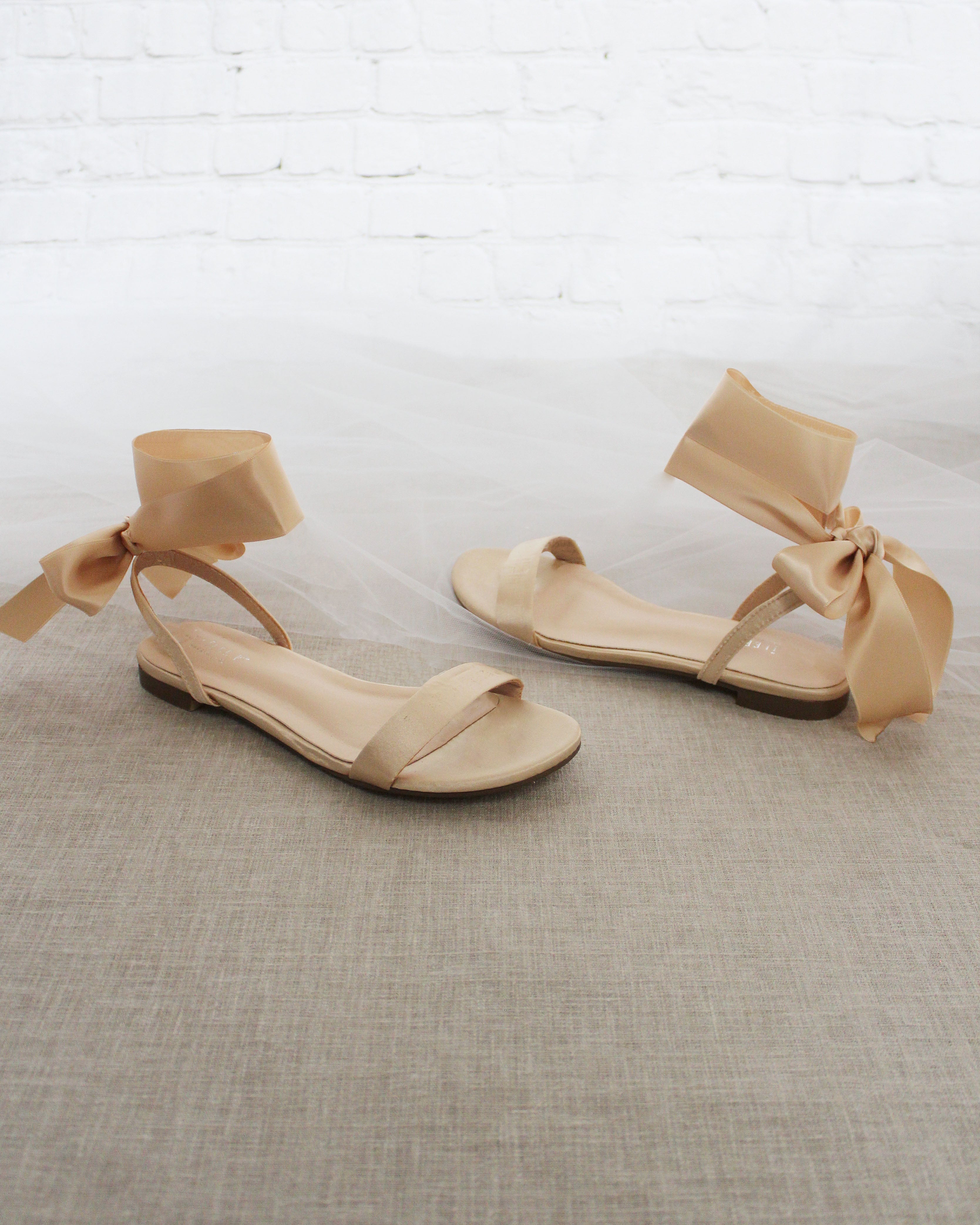 Girls Satin Flat Sandal with Wrapped Satin Tie