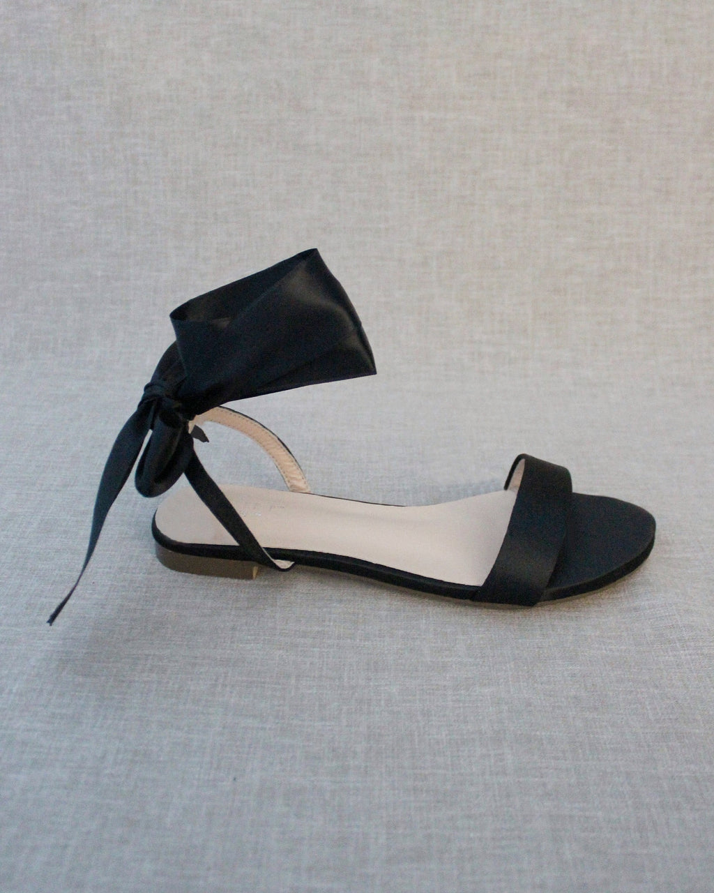 Girls Satin Flat Sandal with Wrapped Satin Tie