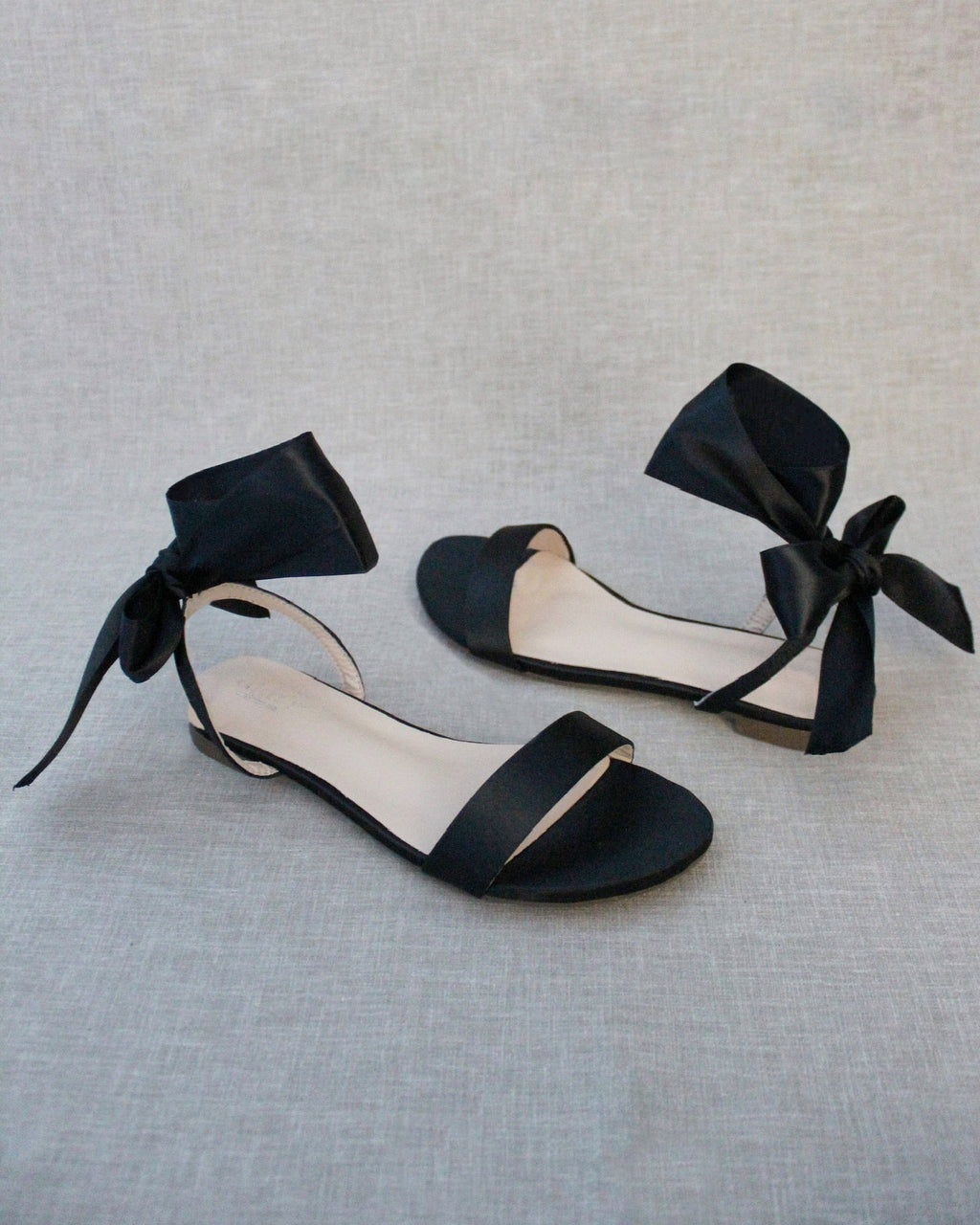 Girls Satin Flat Sandal with Wrapped Satin Tie