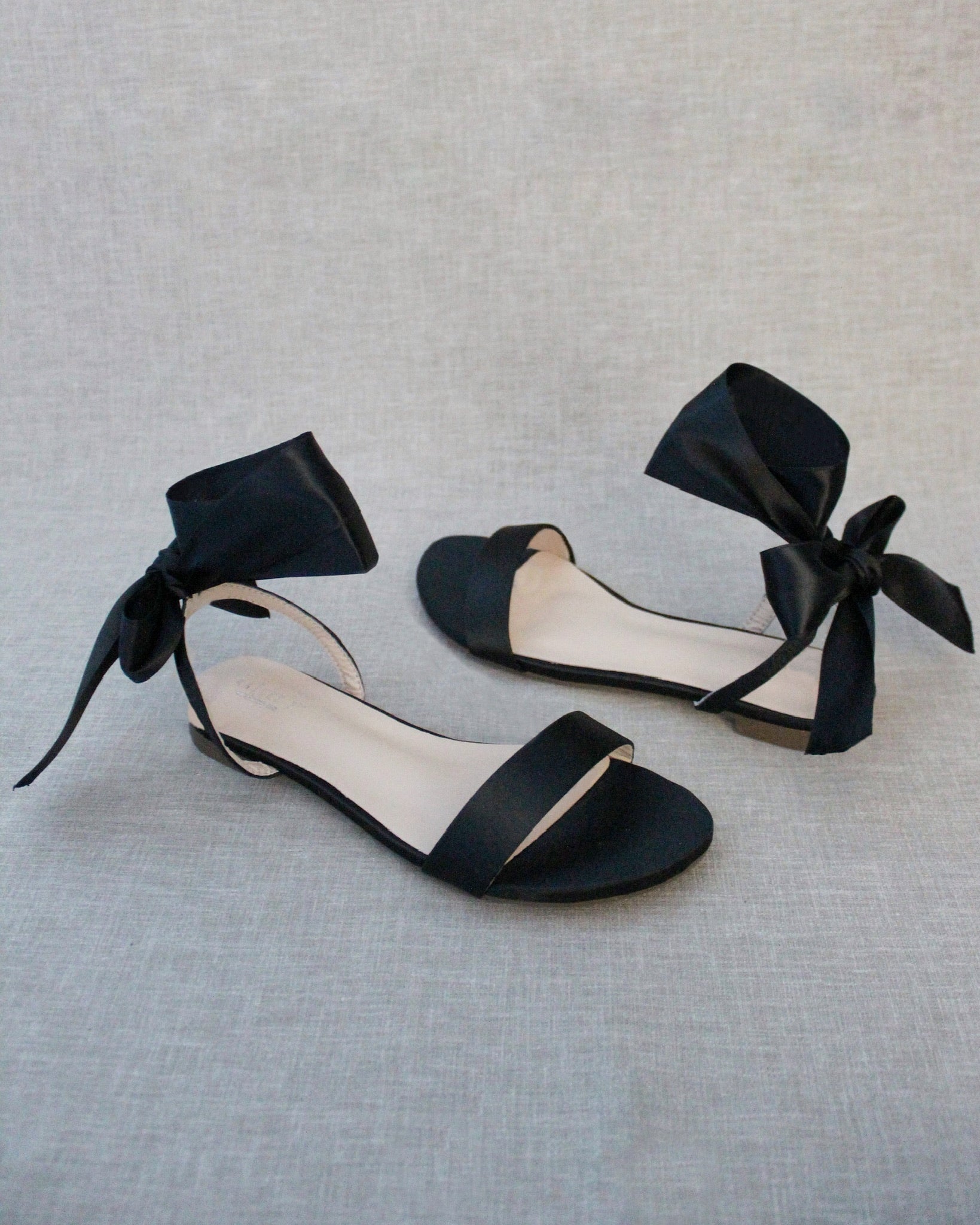 Girls Satin Flat Sandal with Wrapped Satin Tie
