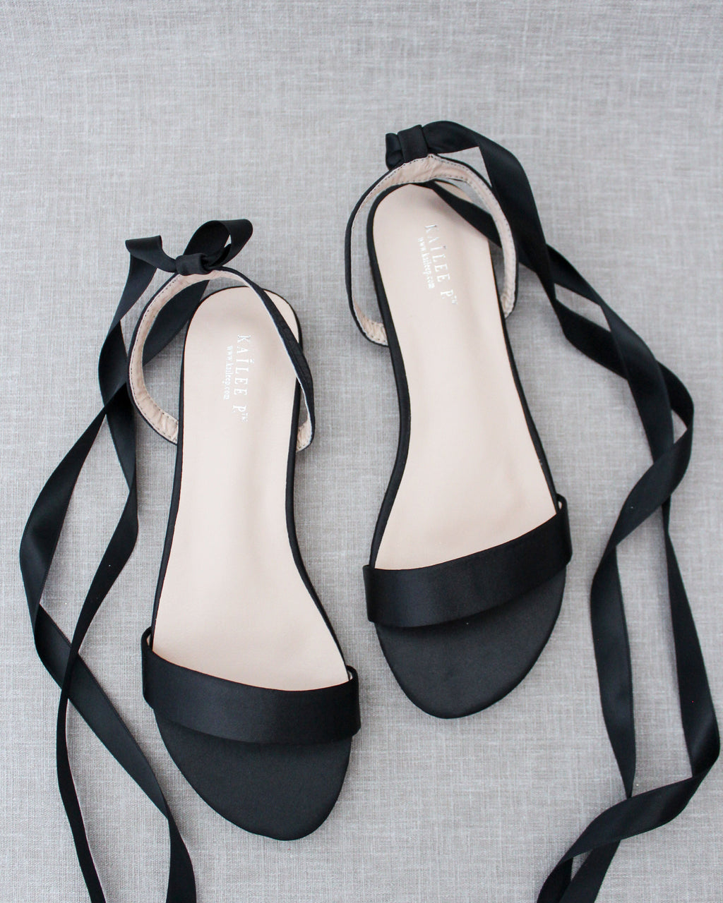 Girls Satin Flat Sandal with Ballerina Lace Up