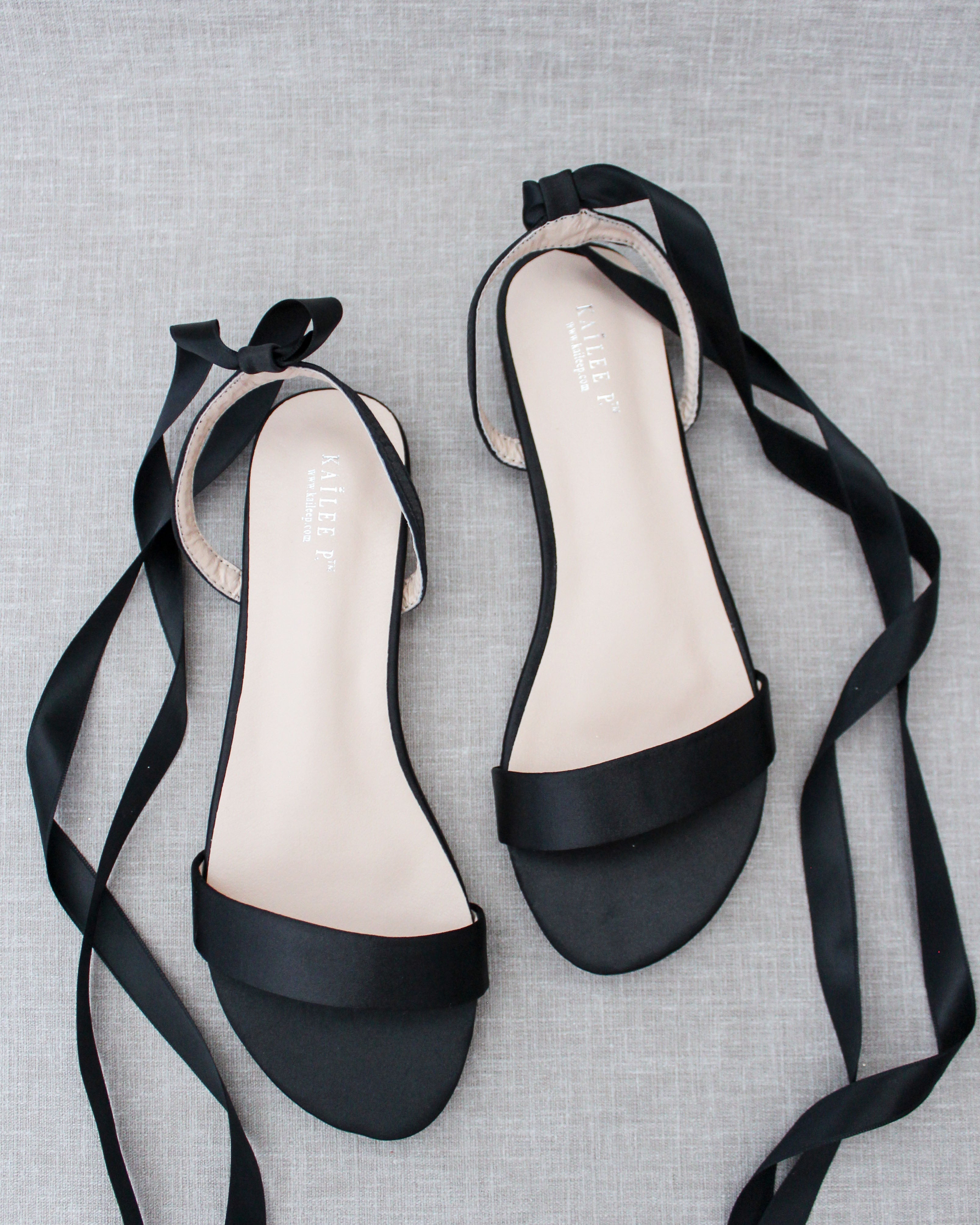 Girls Satin Flat Sandal with Ballerina Lace Up