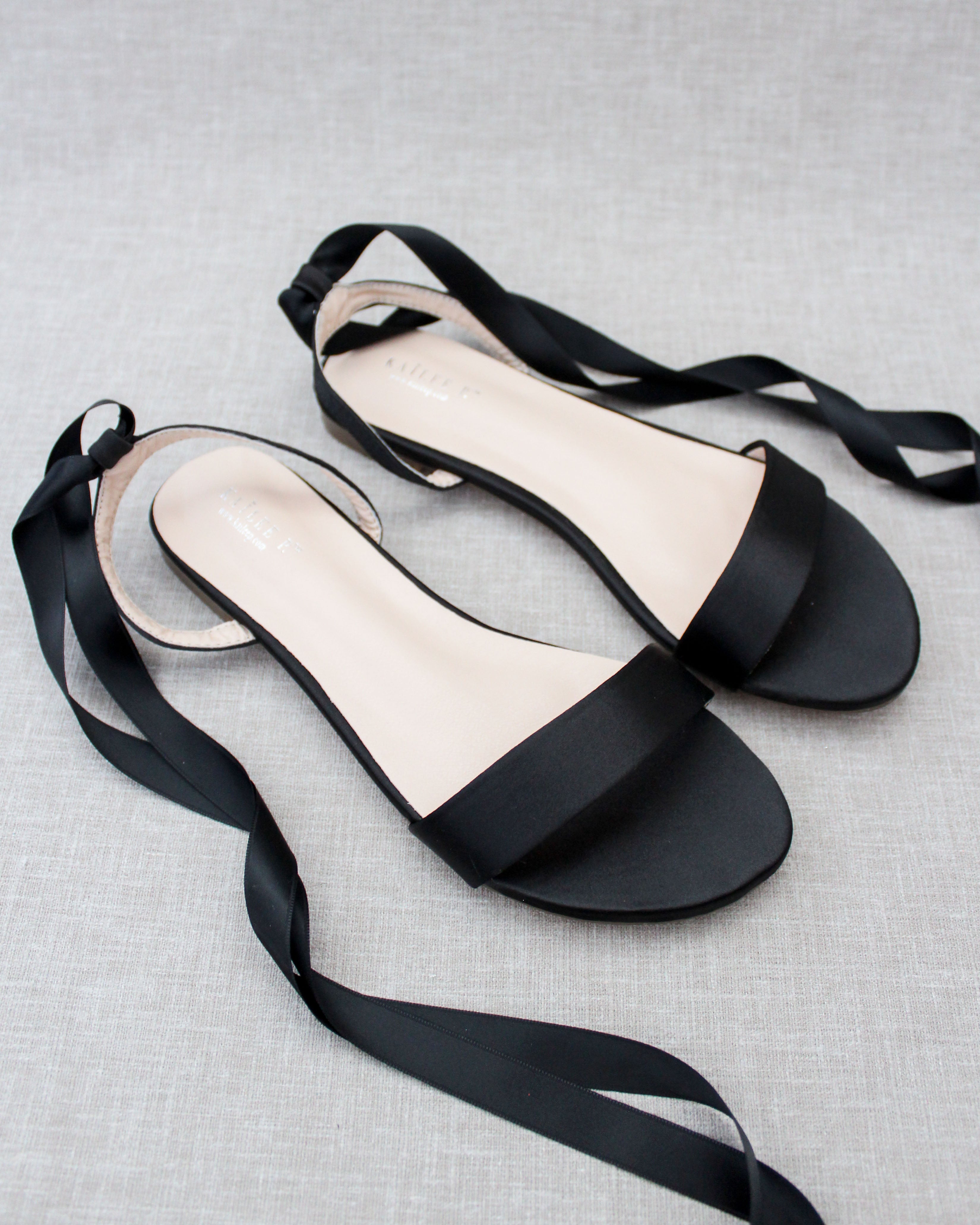 Girls Satin Flat Sandal with Ballerina Lace Up