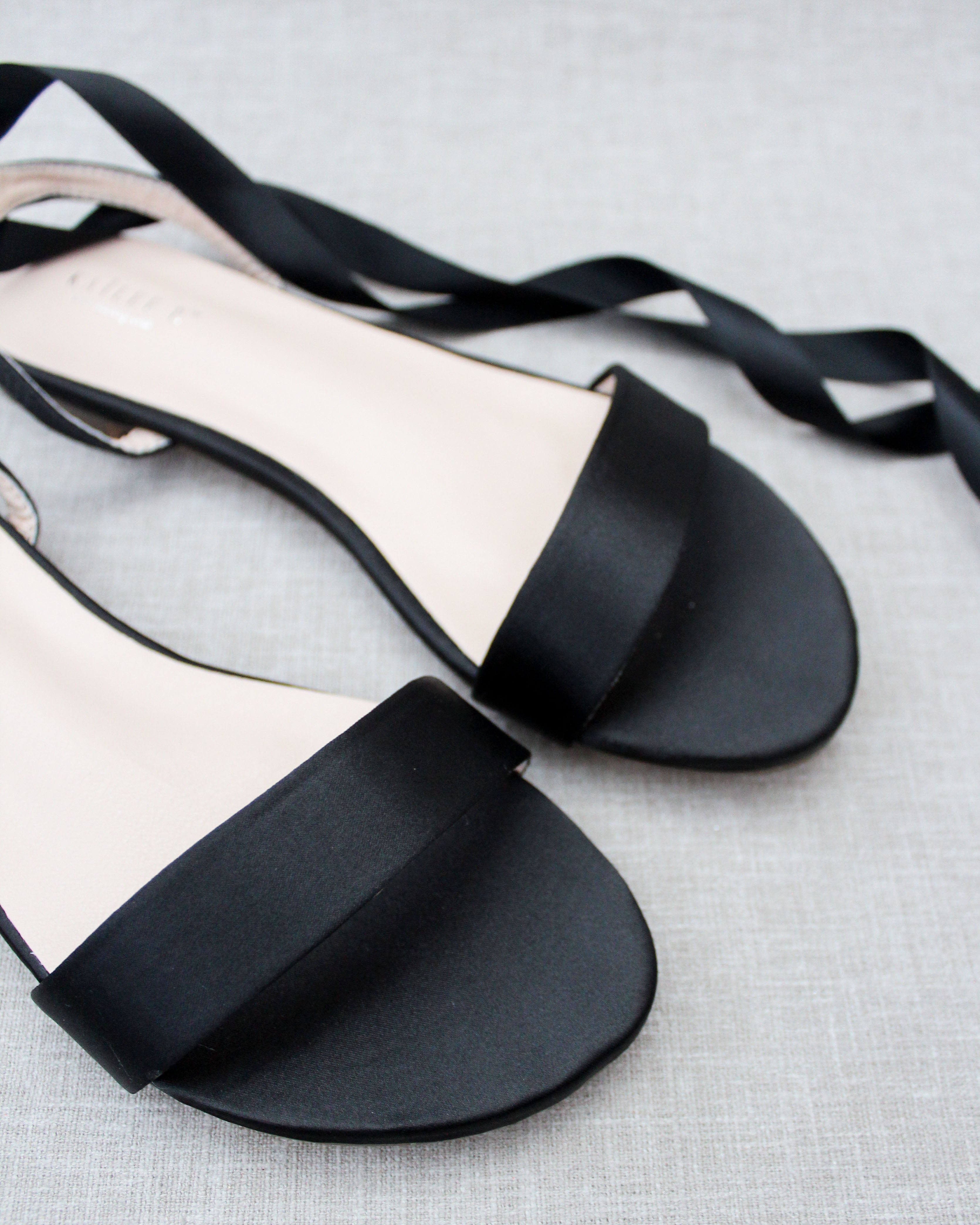 Girls Satin Flat Sandal with Ballerina Lace Up