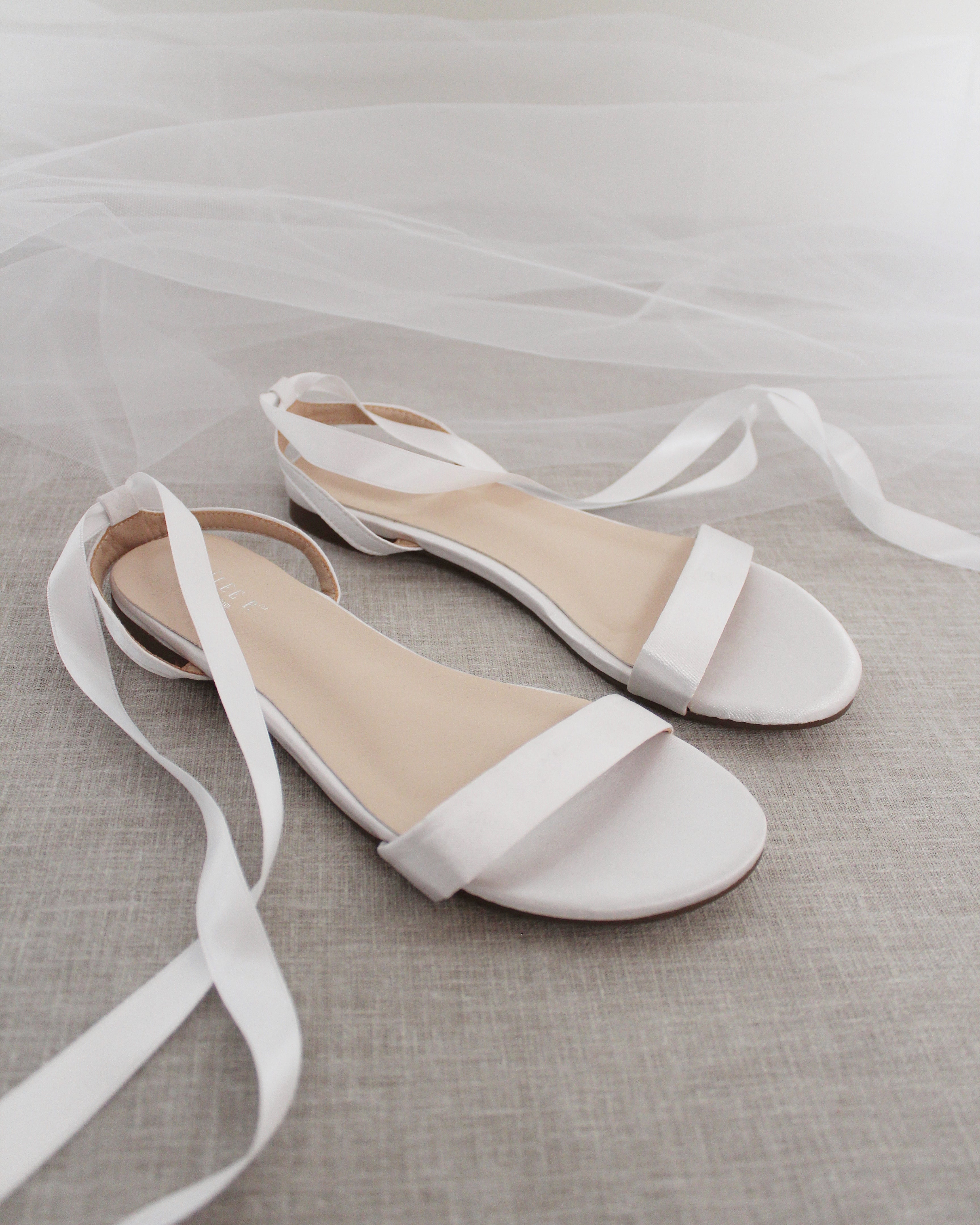Girls Satin Flat Sandal with Ballerina Lace Up