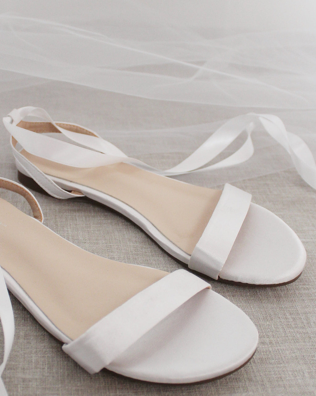 Girls Satin Flat Sandal with Ballerina Lace Up