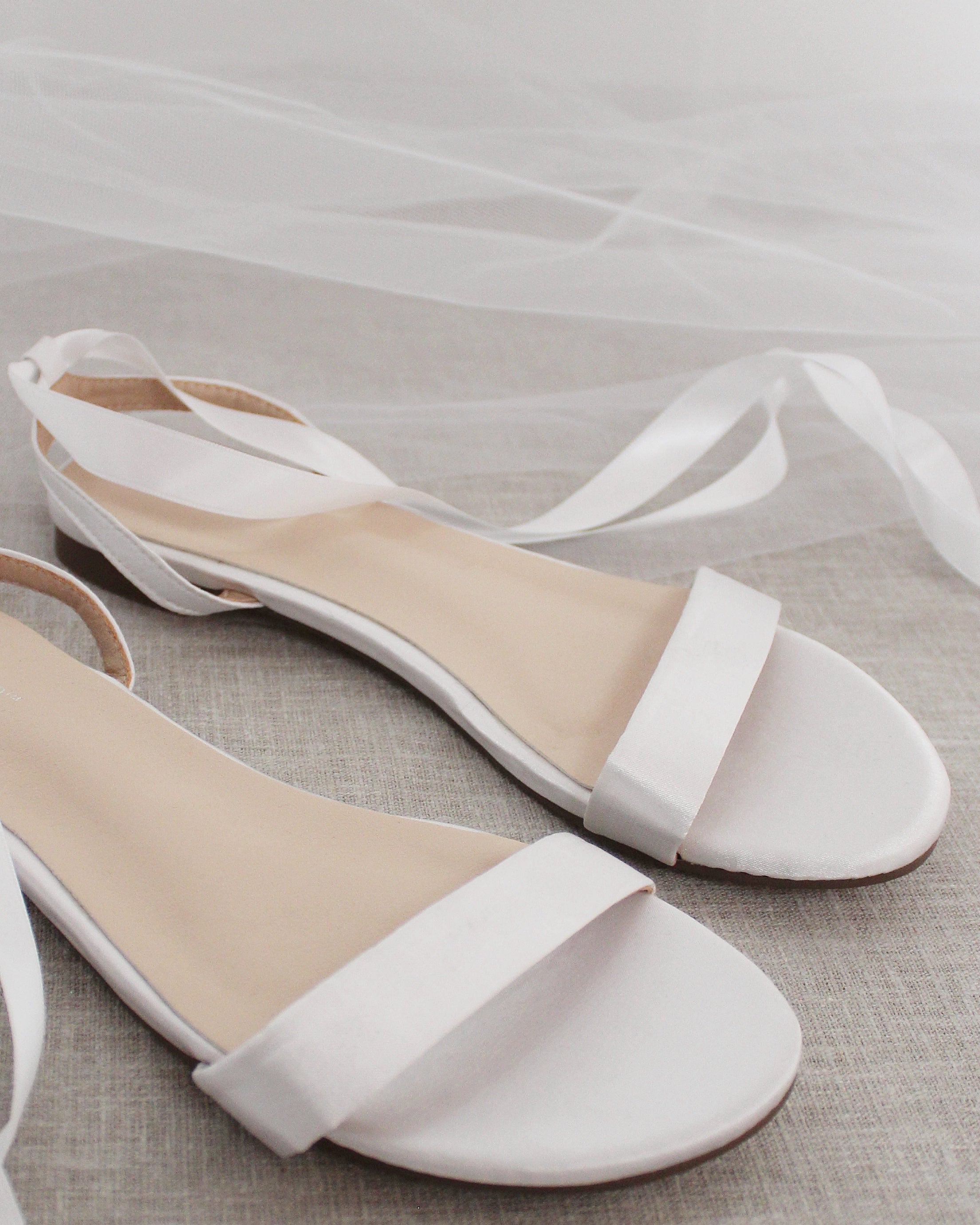 Girls Satin Flat Sandal with Ballerina Lace Up