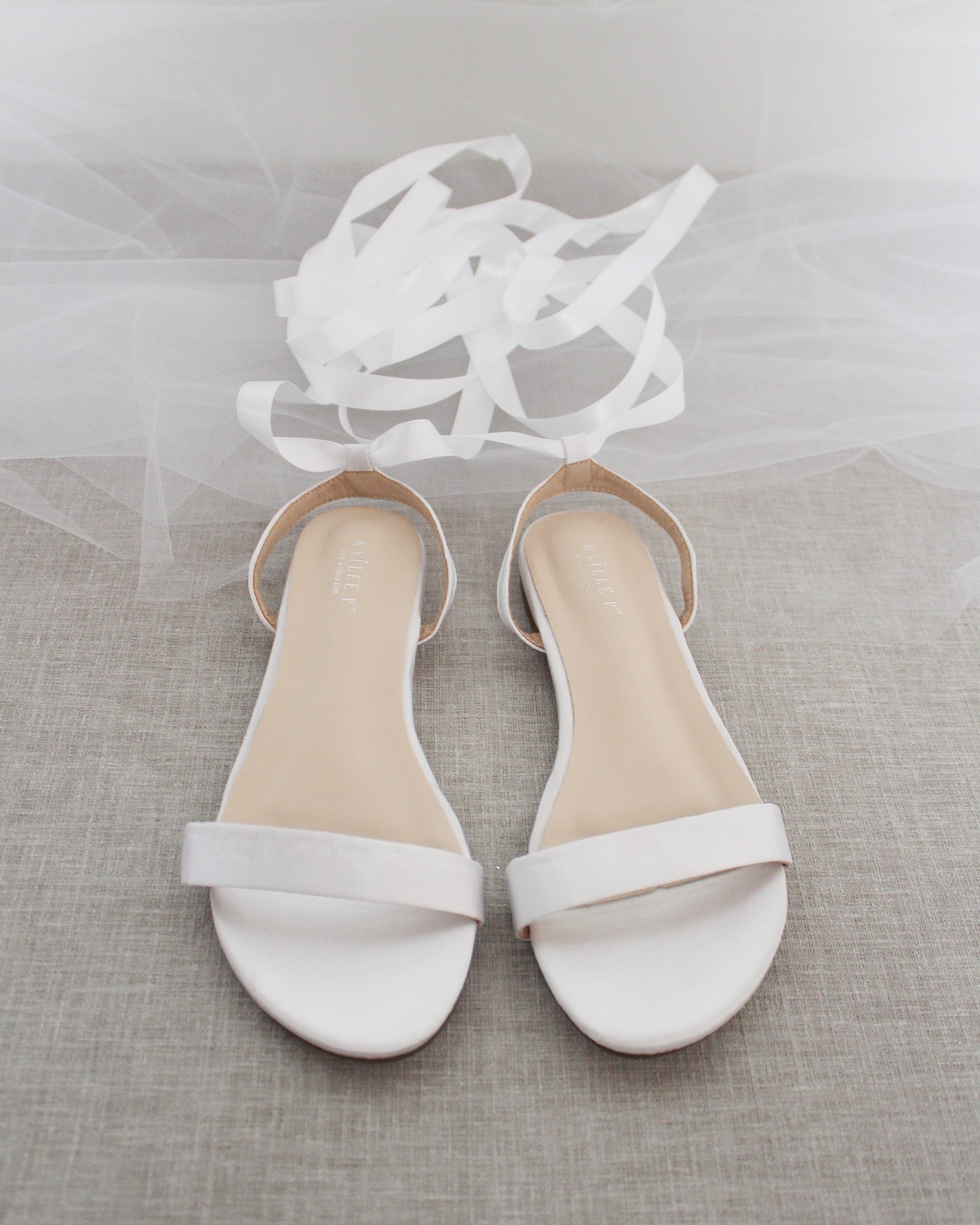 Girls Satin Flat Sandal with Ballerina Lace Up