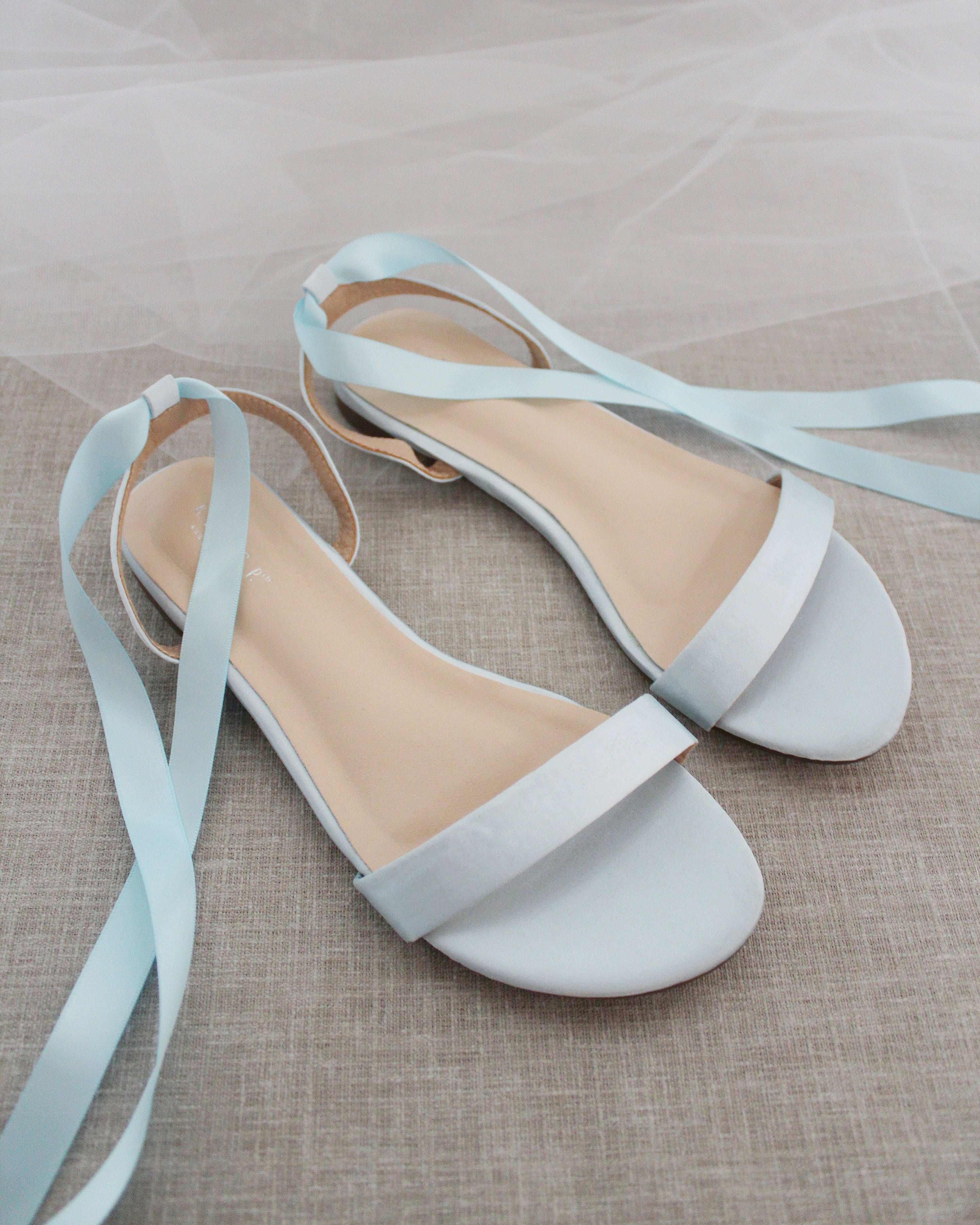 Girls Satin Flat Sandal with Ballerina Lace Up