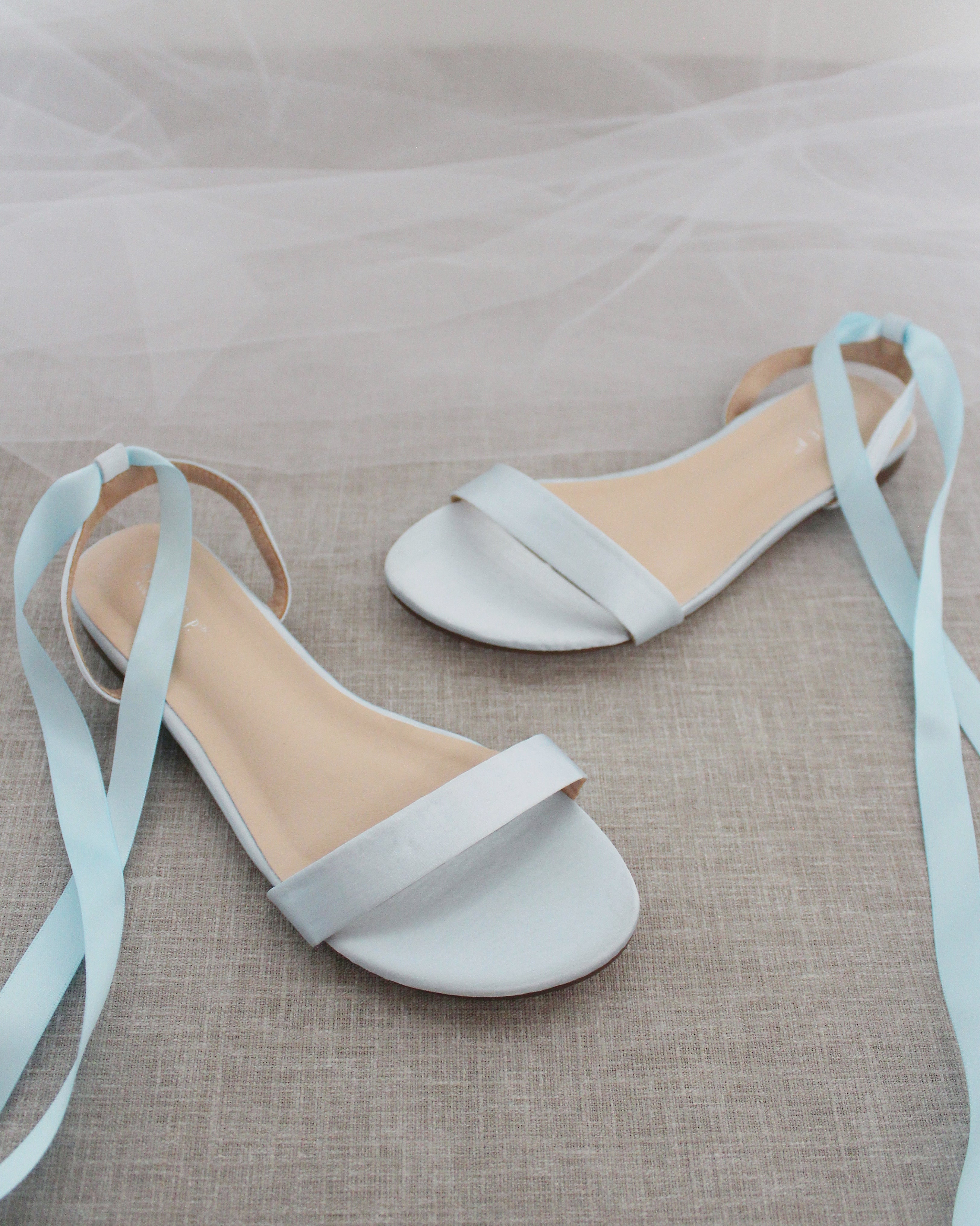 Girls Satin Flat Sandal with Ballerina Lace Up