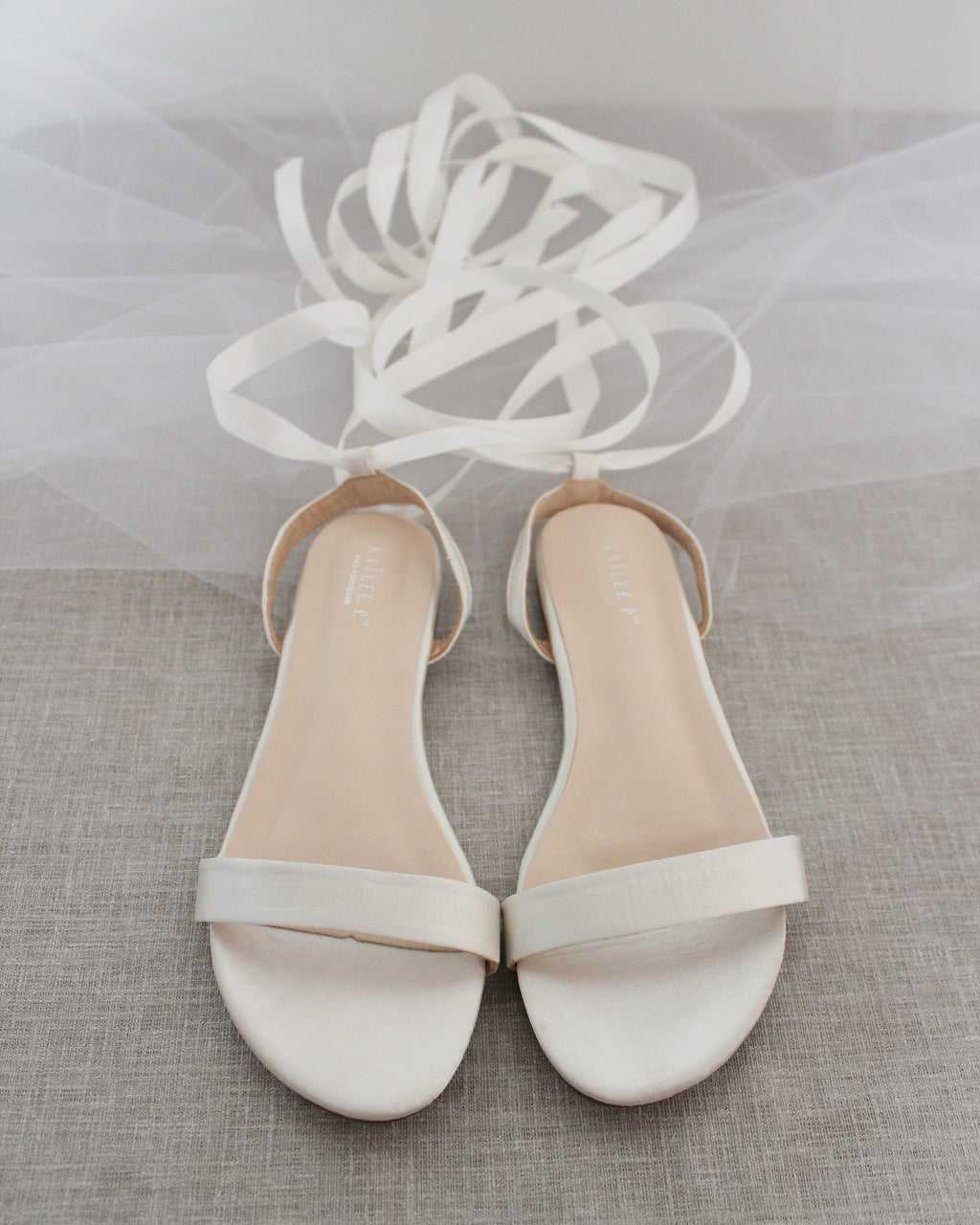Girls Satin Flat Sandal with Ballerina Lace Up