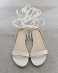 Girls Satin Flat Sandal with Ballerina Lace Up