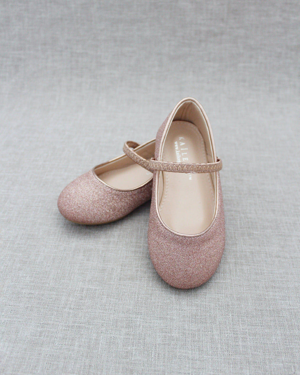 Rose Gold Fine Glitter Mary Jane Flats