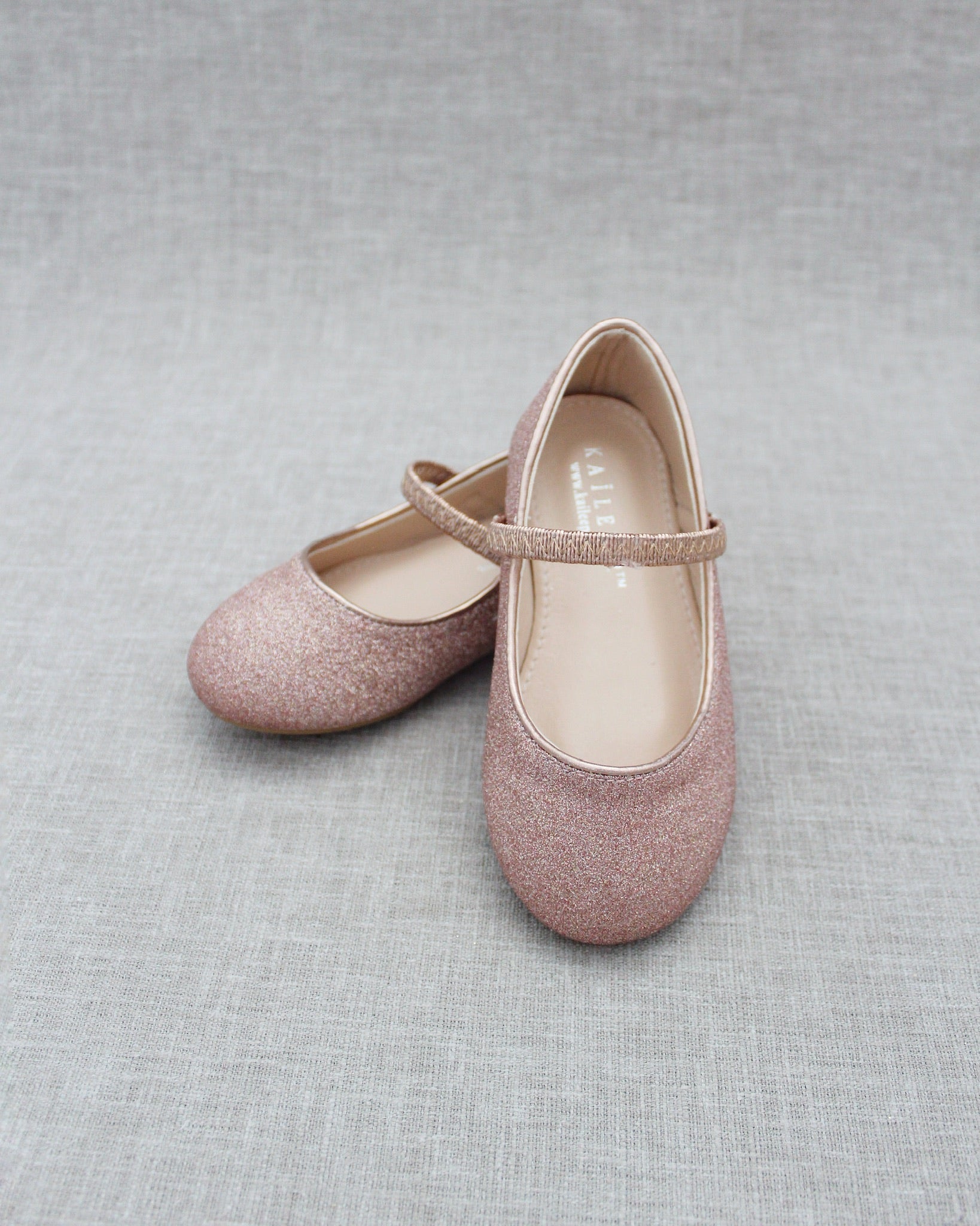 Rose Gold Fine Glitter Mary Jane Flats