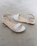 Girls Satin Flat Sandal with Ankle Strap