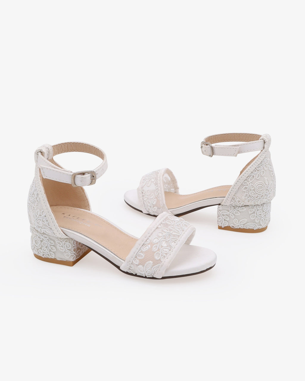 Crochet Lace Low Block Heel Girls Sandals