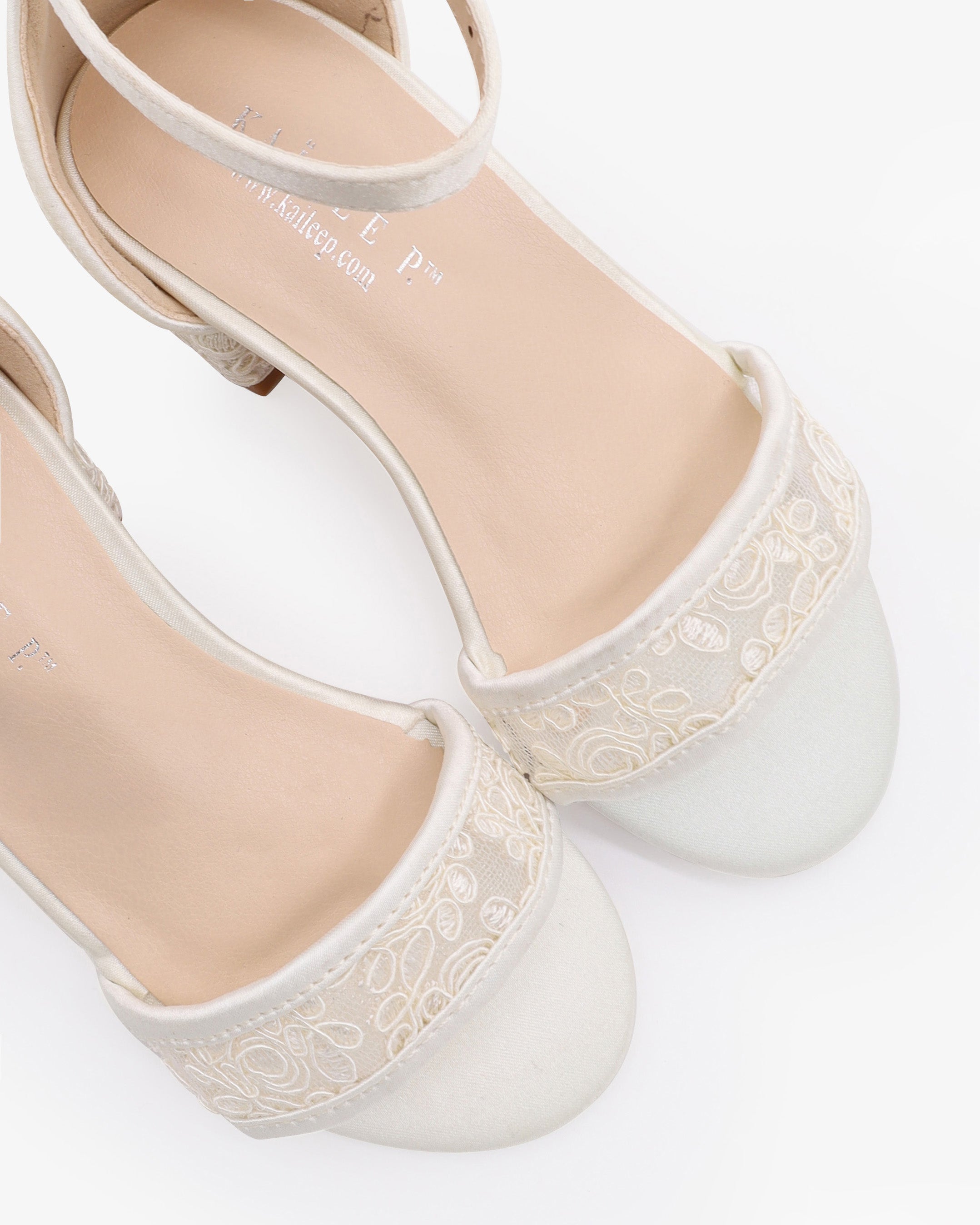 Crochet Lace Low Block Heel Girls Sandals