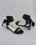 Girls Satin Flat Sandal with Wrapped Satin Tie