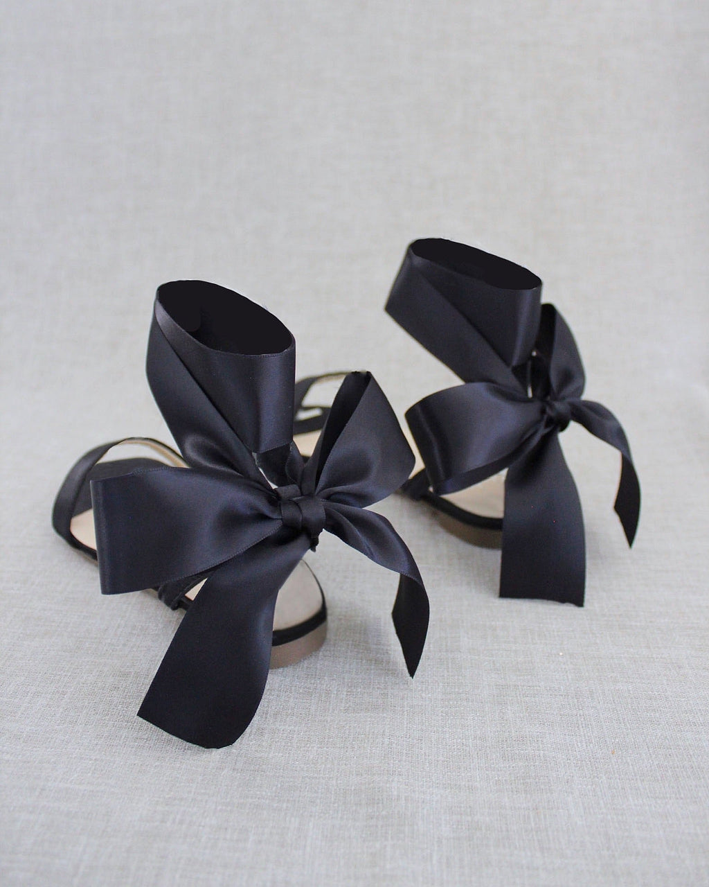 Girls Satin Flat Sandal with Wrapped Satin Tie