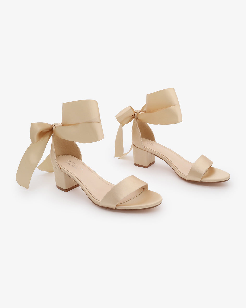 Satin Girls Block Heel Sandal with Wrapped Ribbon Tie
