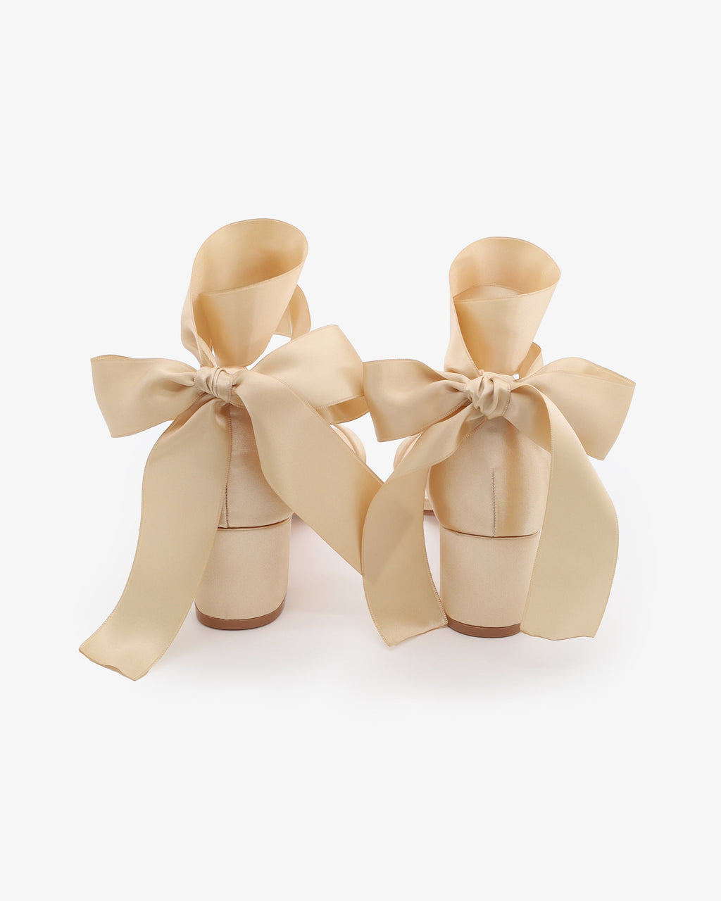 Satin Girls Block Heel Sandal with Wrapped Ribbon Tie