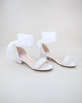 Rock Glitter Low Block Heel Girls Sandals with Wrapped Satin Tie