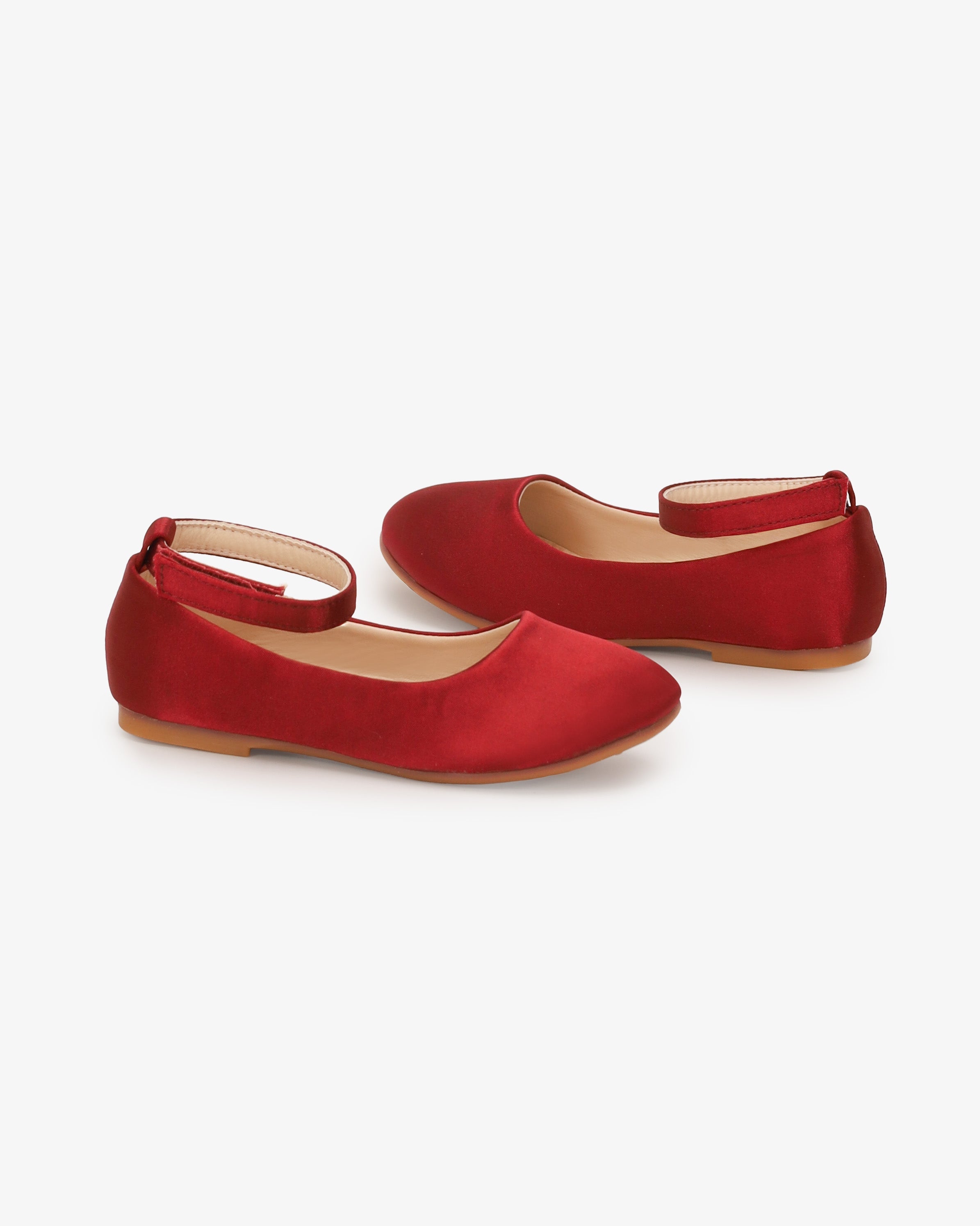 Satin Flats with Velcro Ankle Strap
