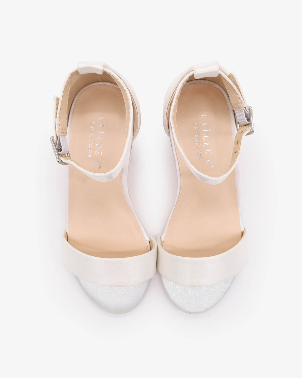 Satin Girls Block Heel Sandals with Ankle Strap