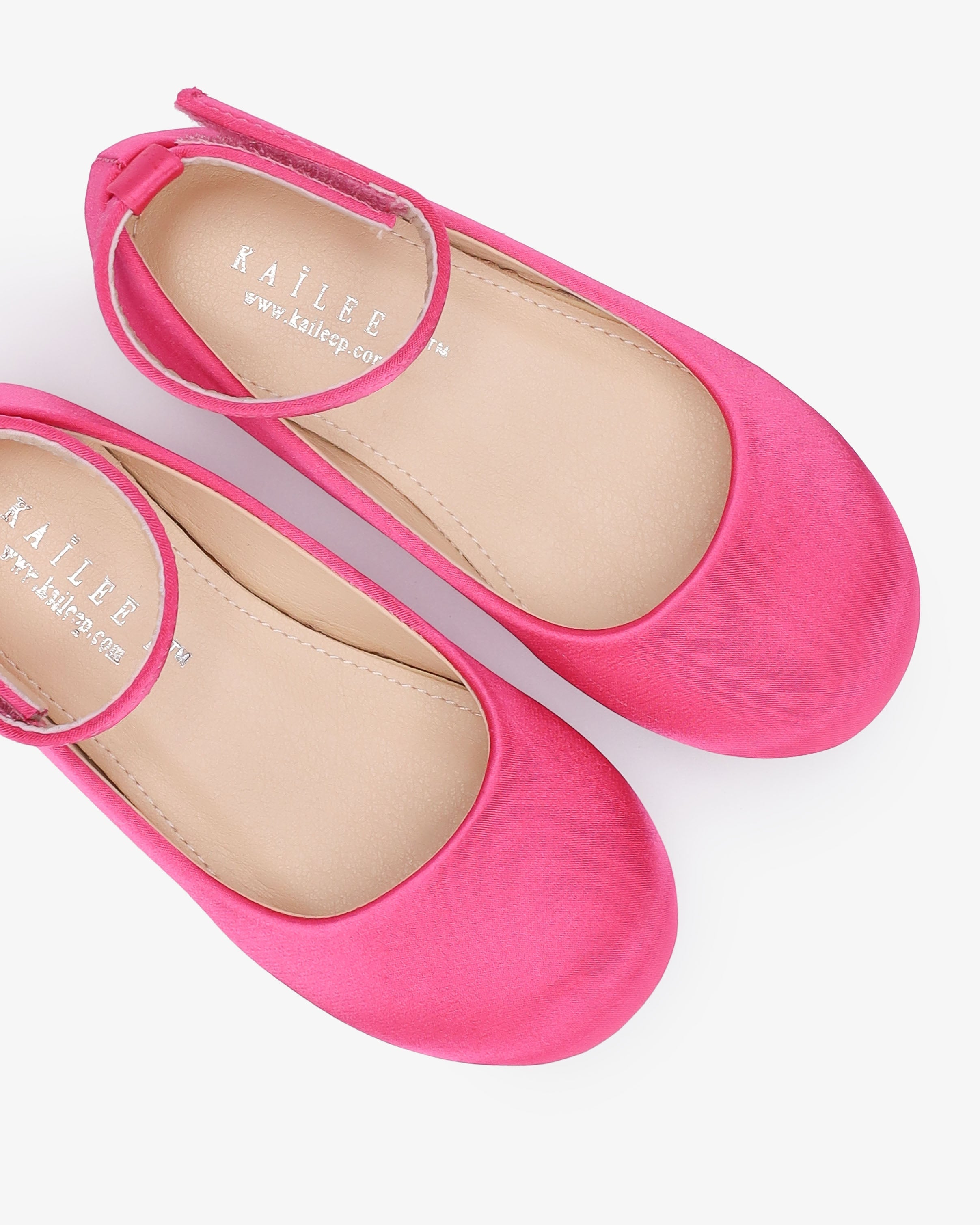 Satin Flats with Velcro Ankle Strap