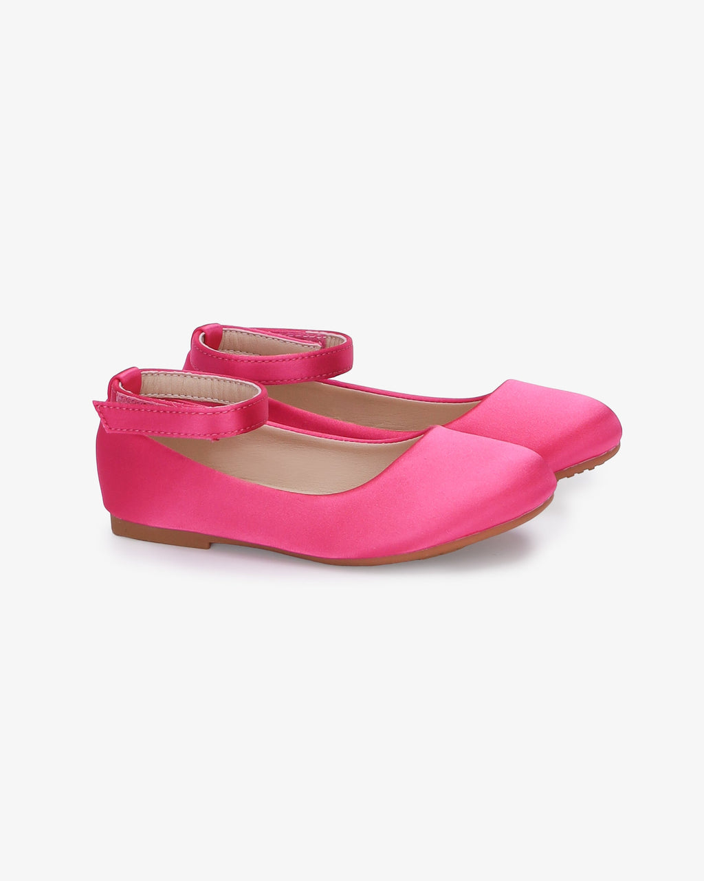 Satin Flats with Velcro Ankle Strap