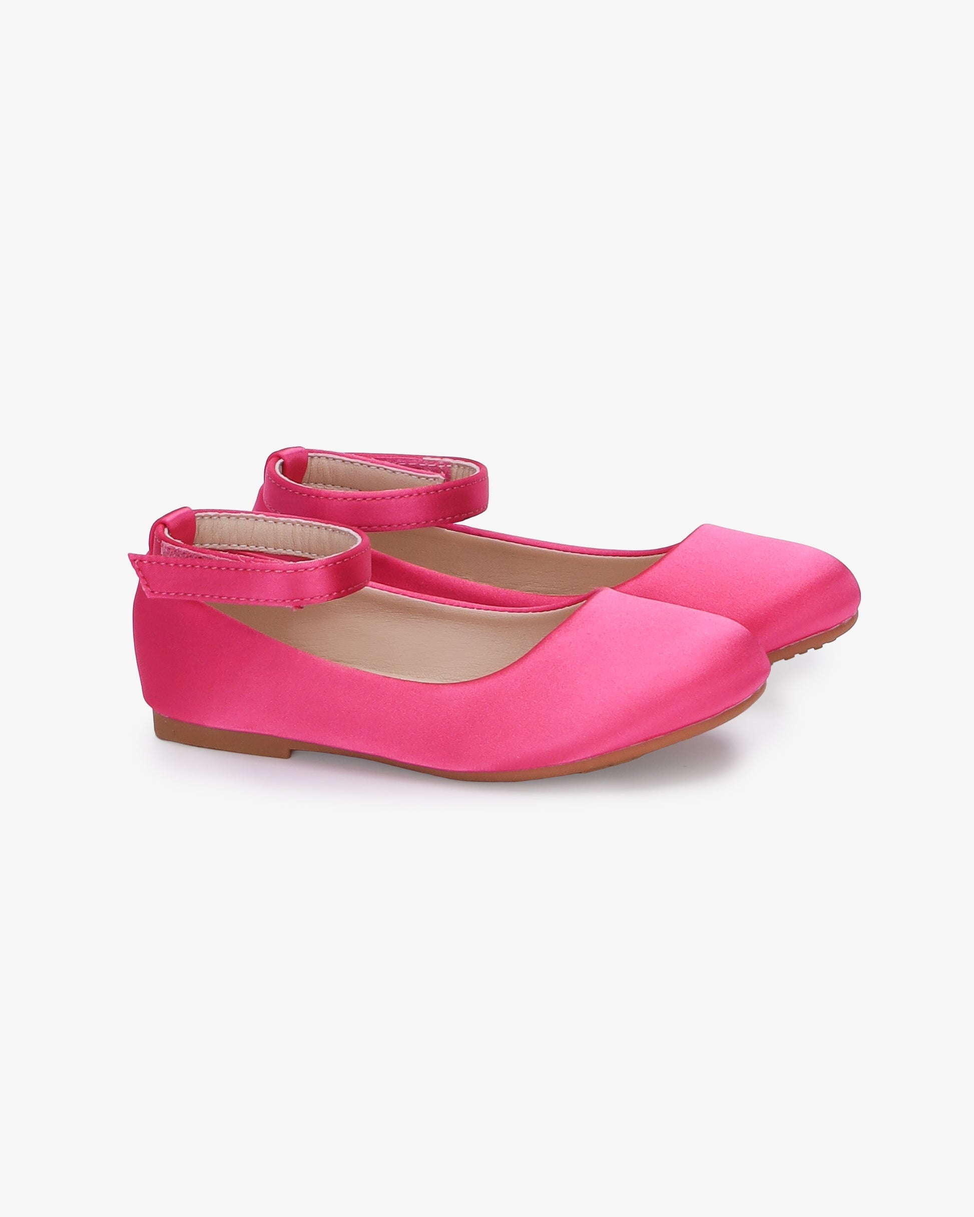 Satin Flats with Velcro Ankle Strap