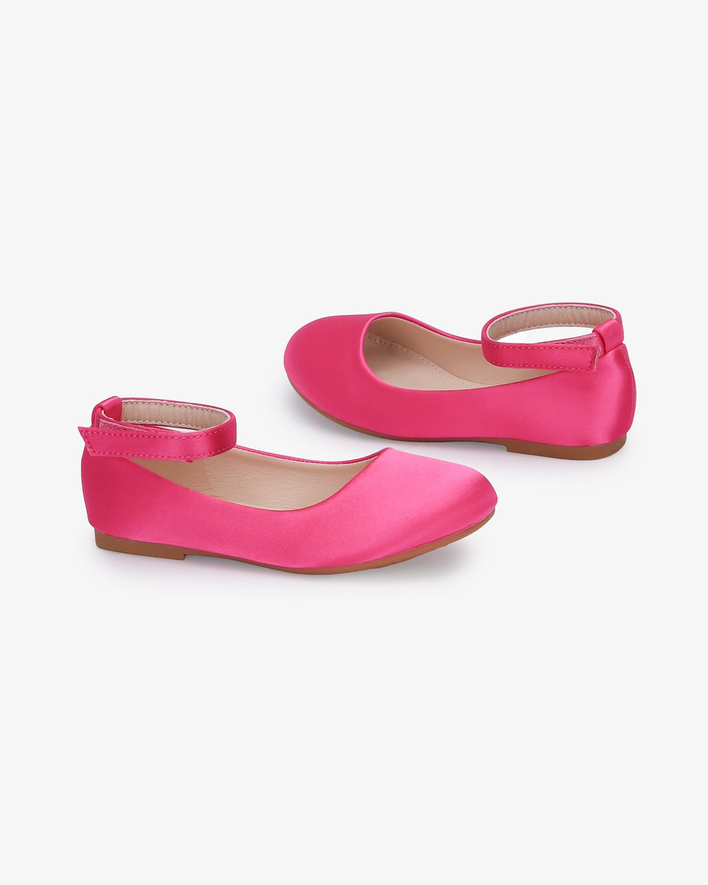 Satin Flats with Velcro Ankle Strap