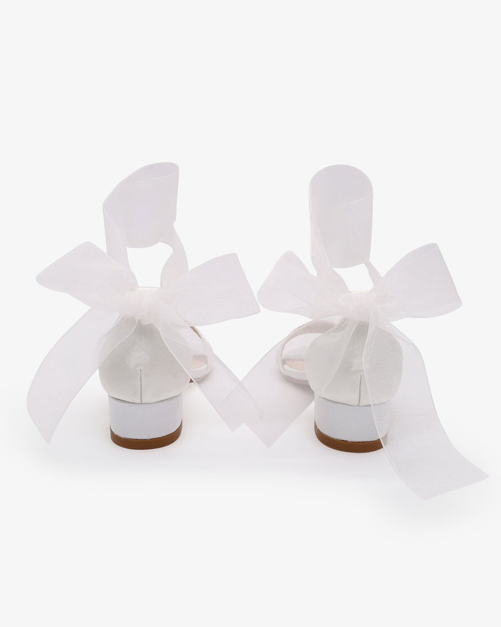 Satin Girls Block Heel Sandal with Wrapped Ribbon Tie